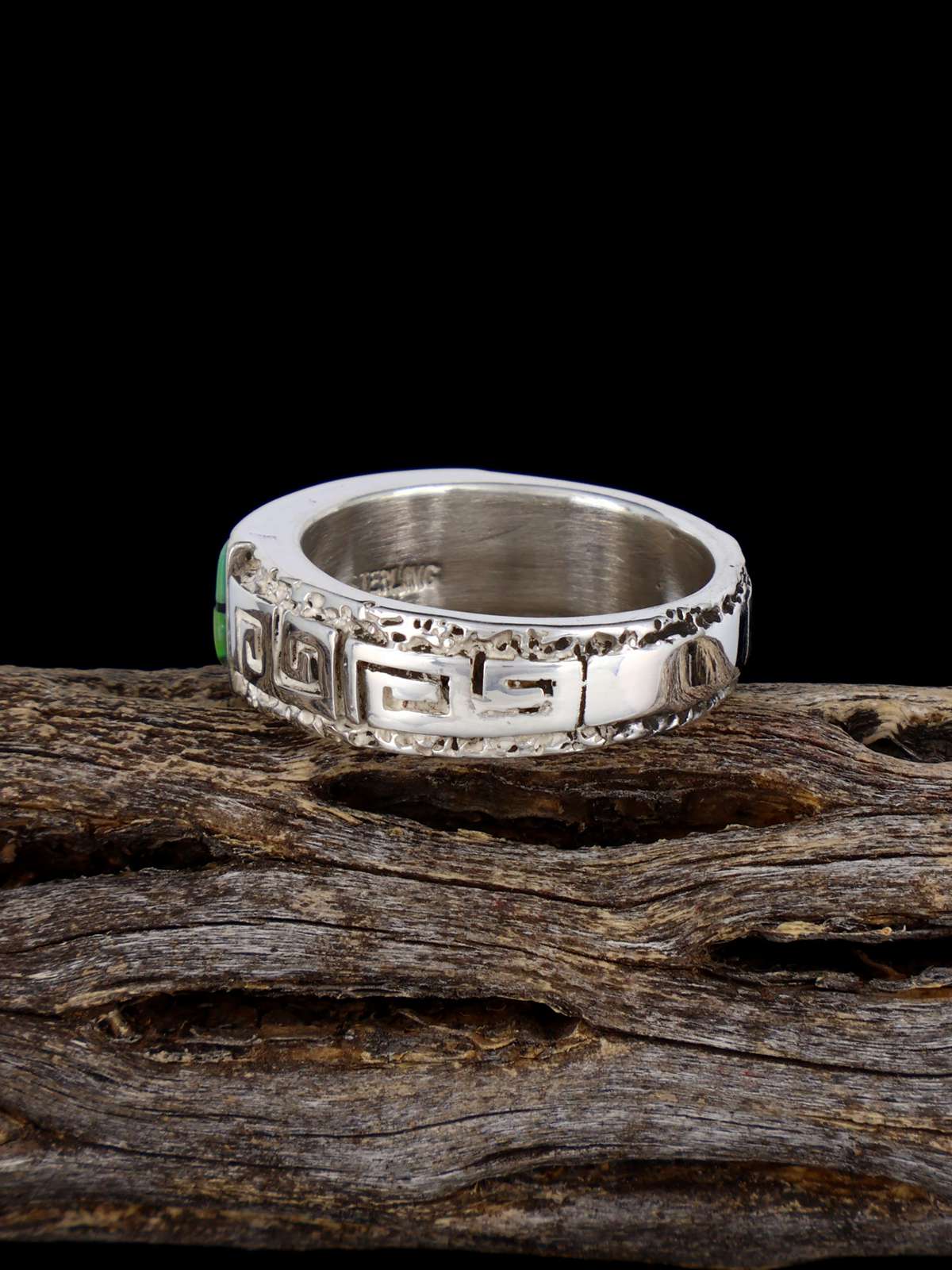 Navajo Turquoise and Opalite Inlay Ring, Size 8 1/2