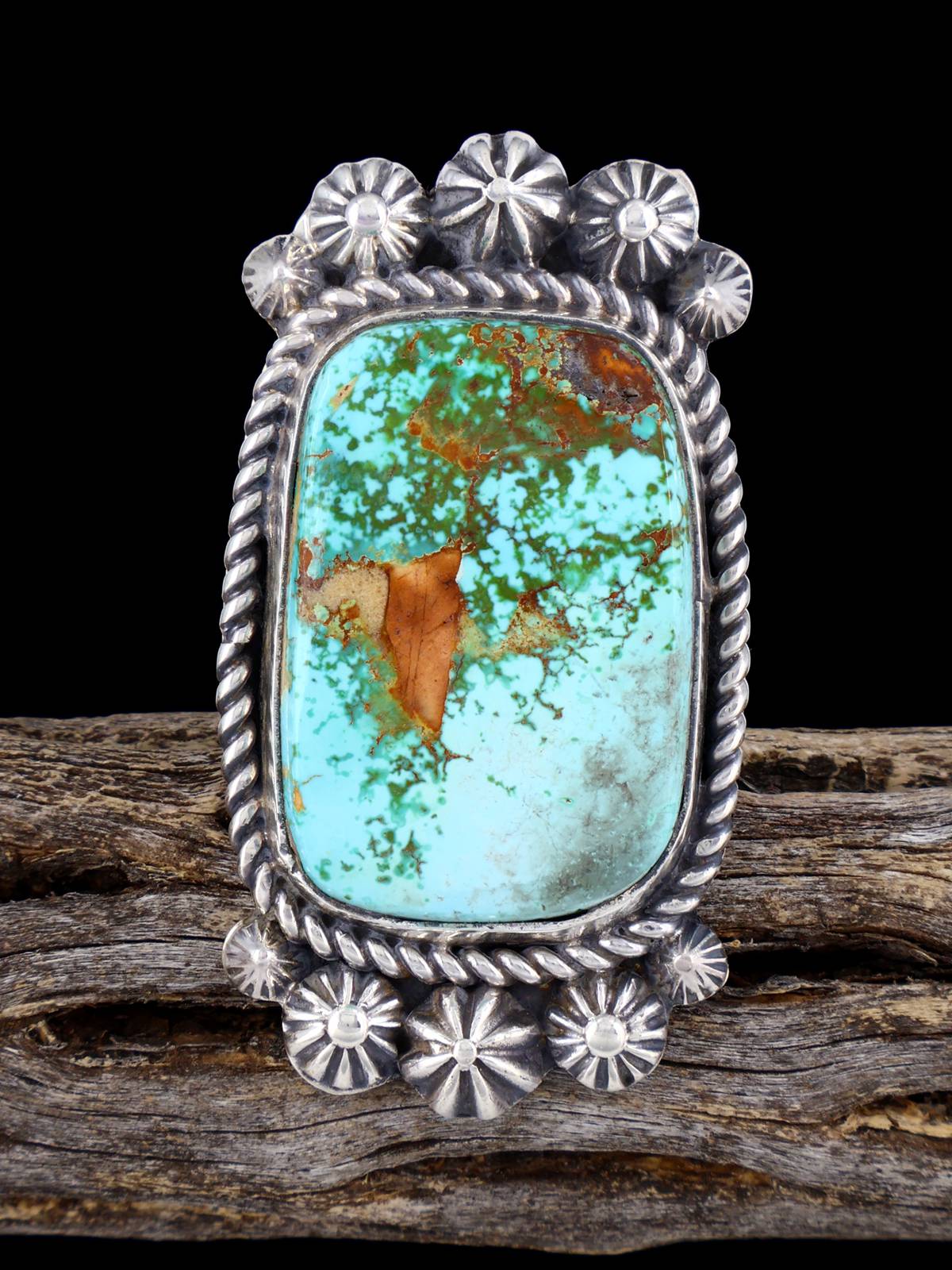 Navajo Pilot Mountain Turquoise Ring, Size 10 1/2 - PuebloDirect.com