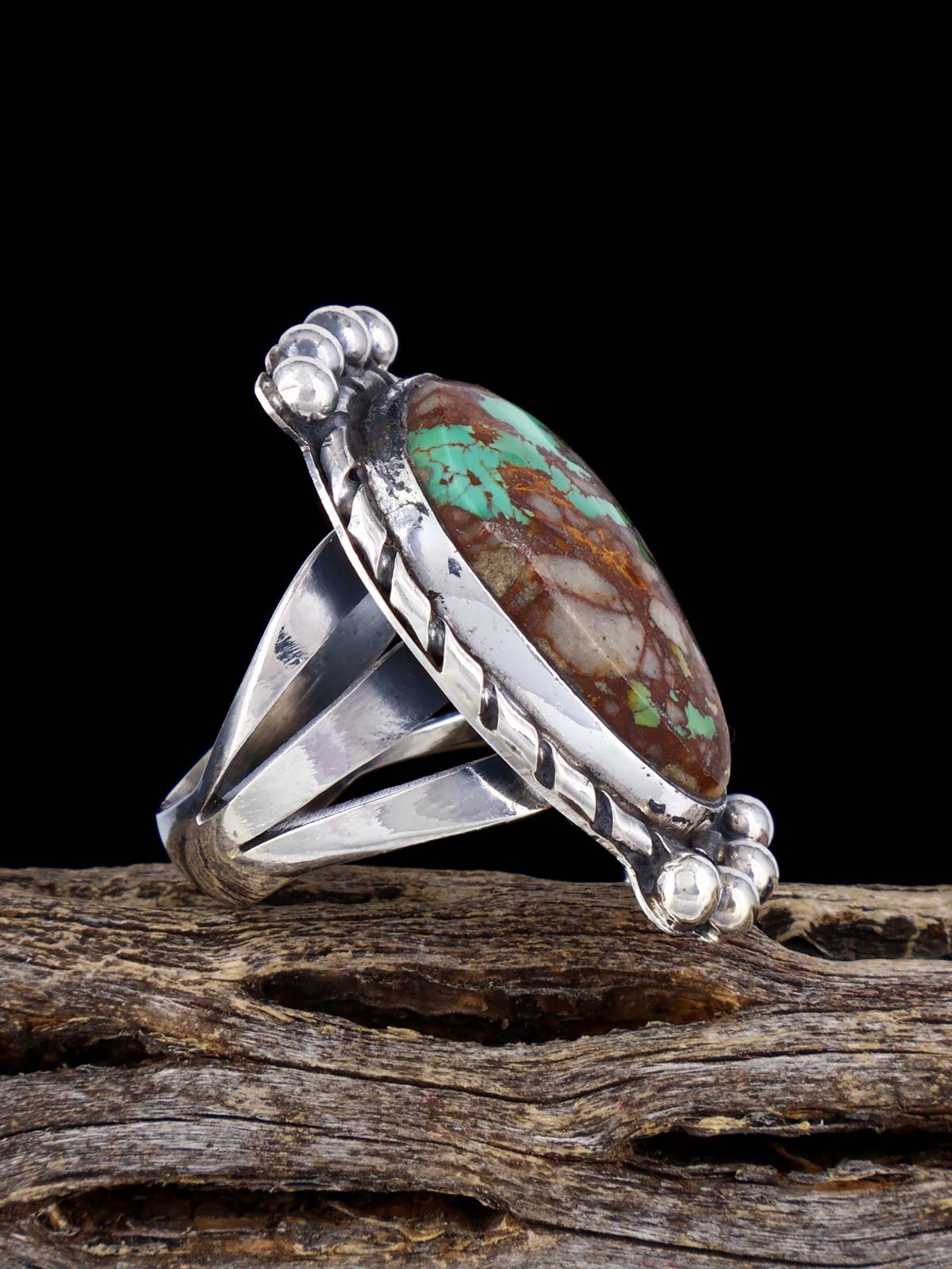 Navajo Pilot Mountain Turquoise Ring, Size 7 - PuebloDirect.com