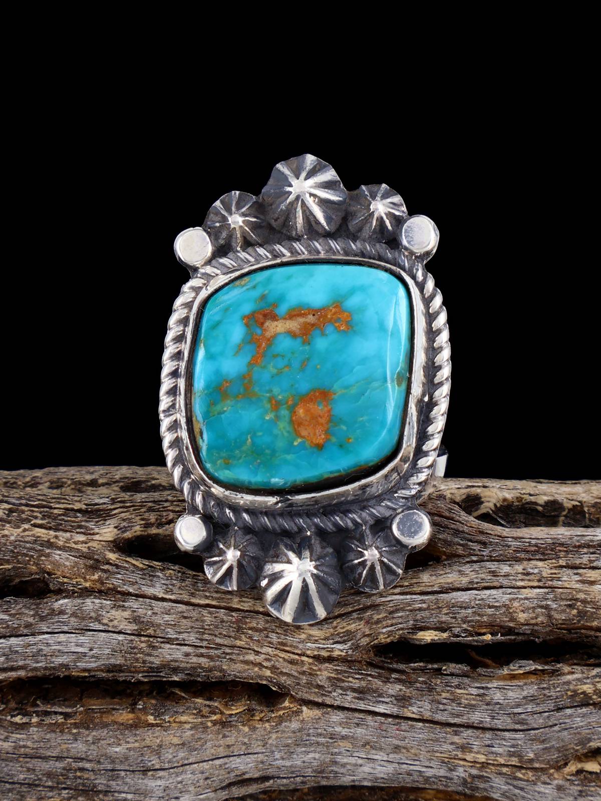 Navajo Pilot Mountain Turquoise Ring, Size 6 - PuebloDirect.com