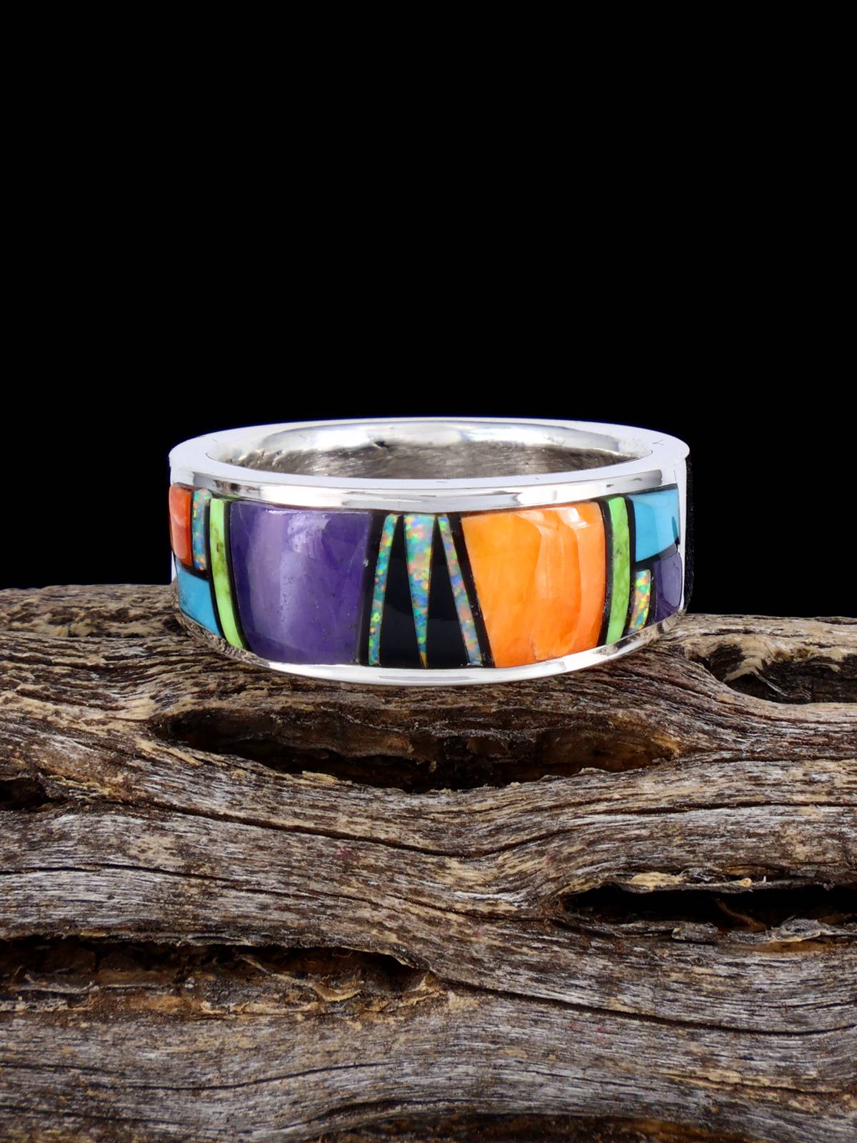 Navajo Multistone Inlay Ring, Size 9 - PuebloDirect.com