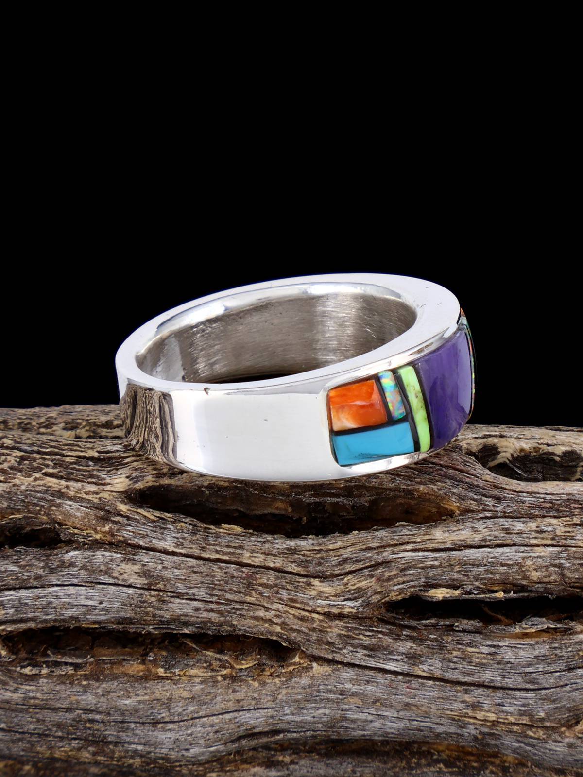 Navajo Multistone Inlay Ring, Size 9 - PuebloDirect.com