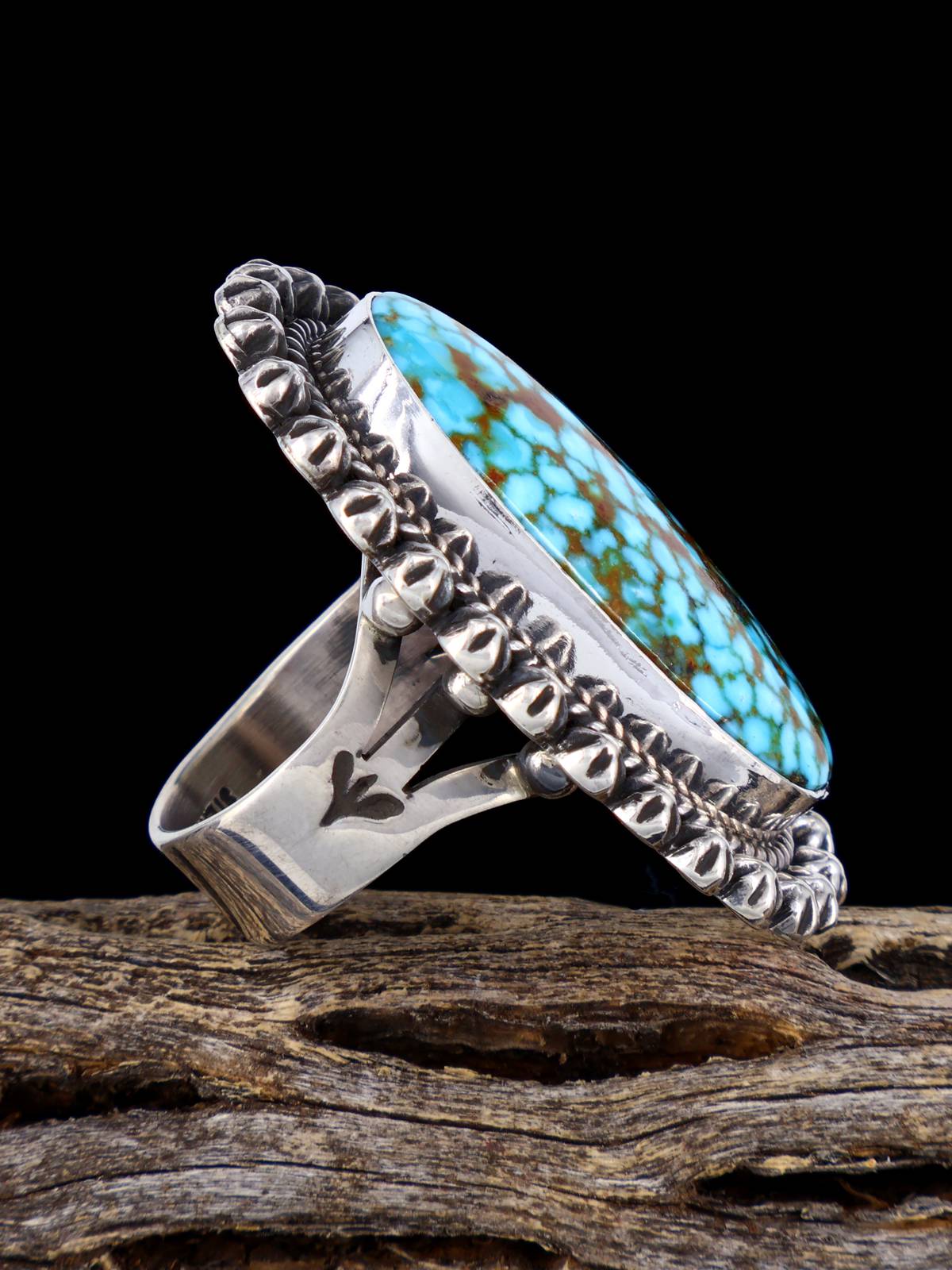 Kingman Turquoise Sterling Silver Ring Size 8 - PuebloDirect.com