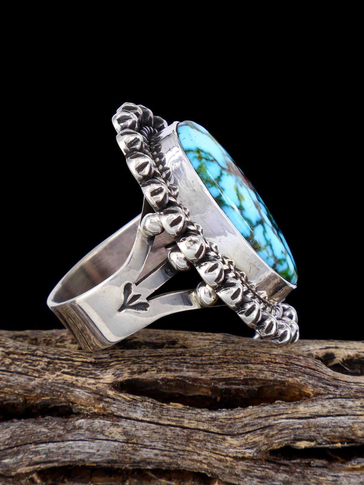 Kingman Turquoise Sterling Silver Ring Size 8 - PuebloDirect.com