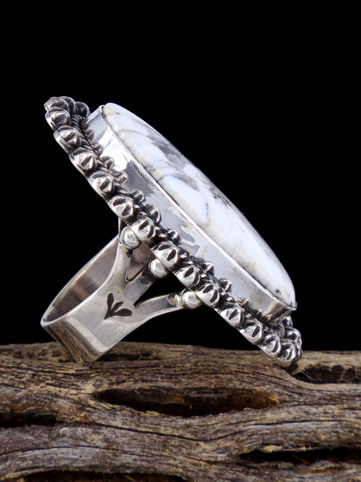 White Buffalo Sterling Silver Ring Size 8 - PuebloDirect.com