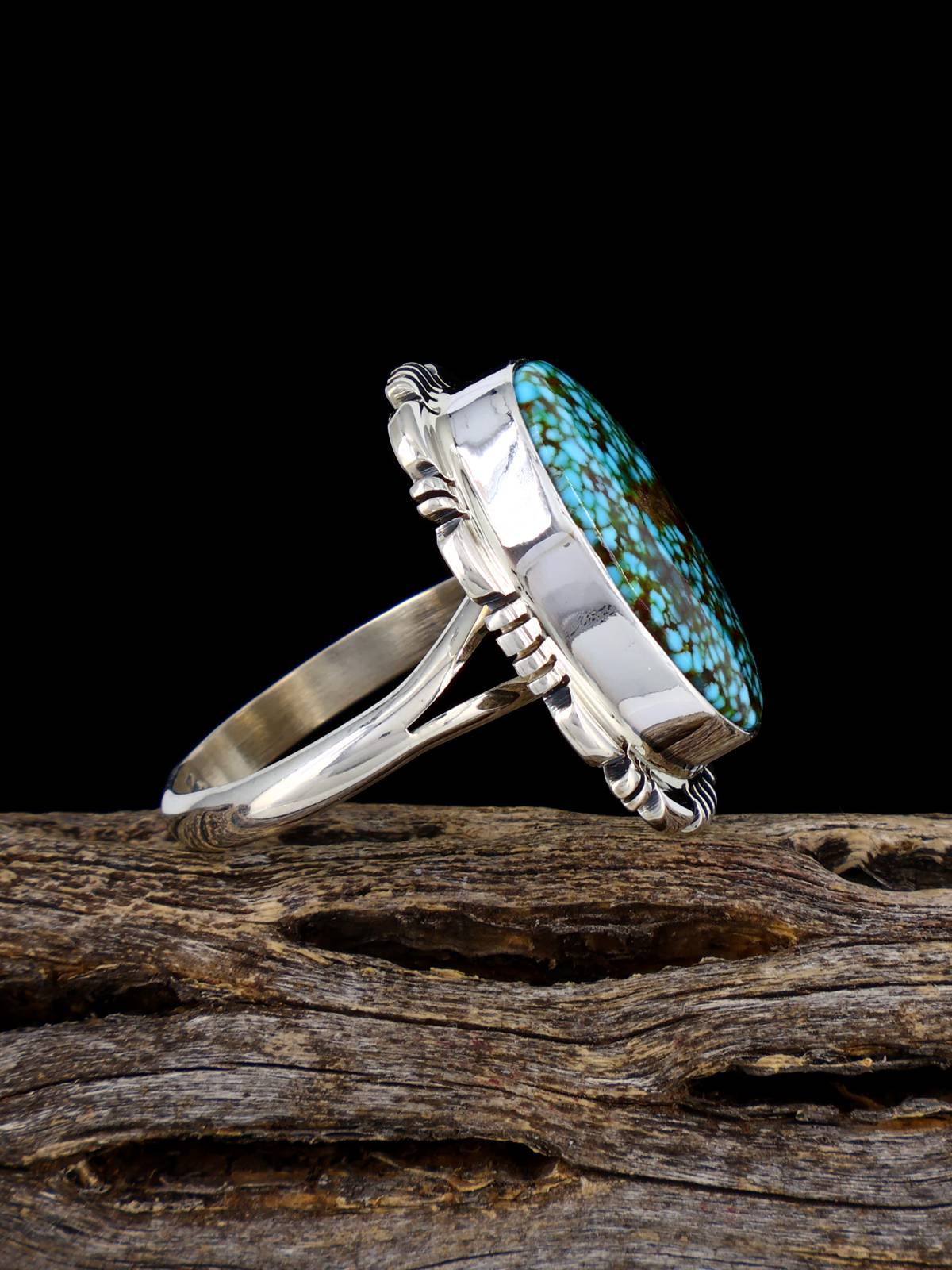 Native American Kingman Turquoise Ring, Size 8 - PuebloDirect.com