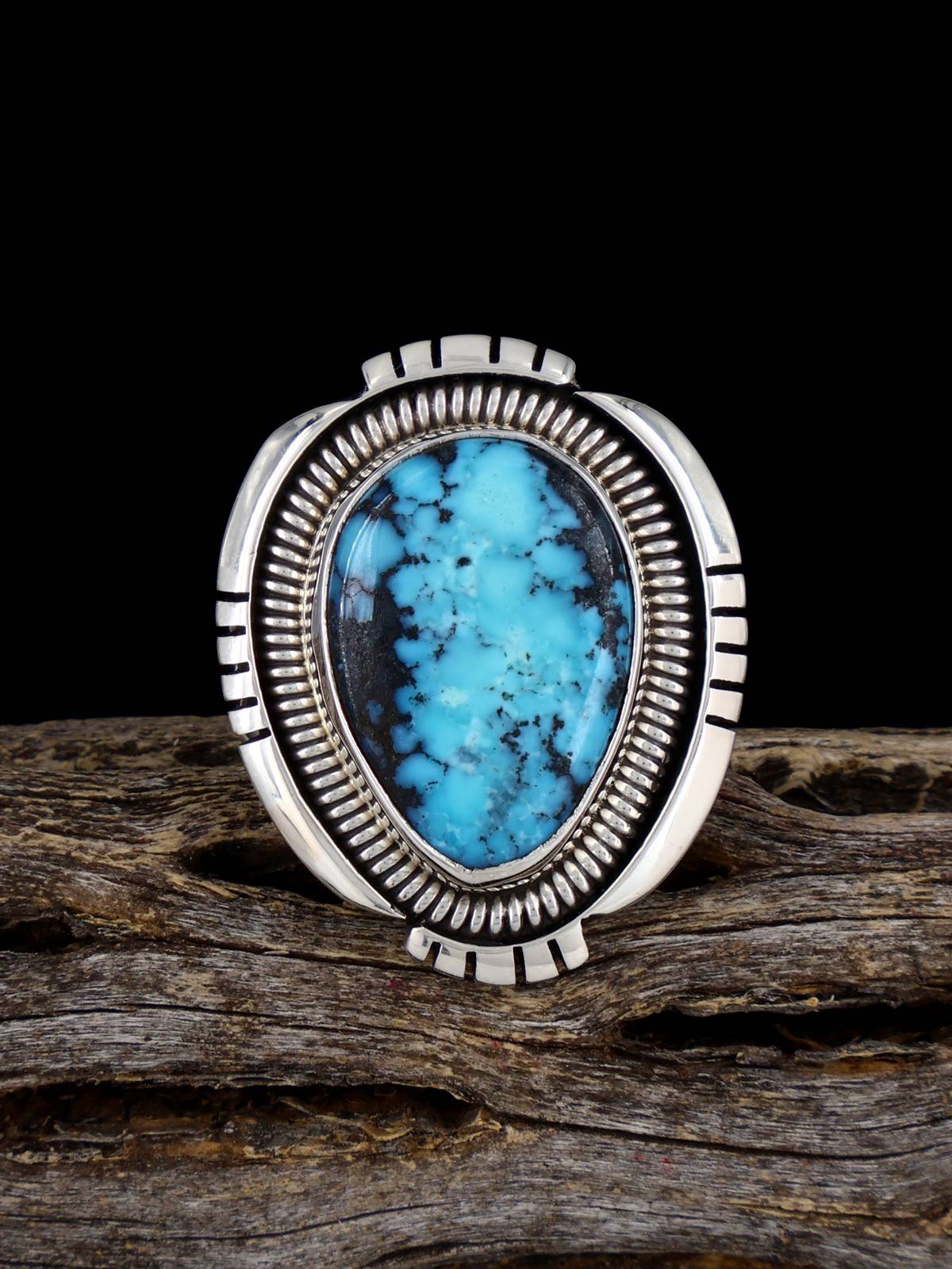 Kingman Turquoise Sterling Silver Ring, Size 7 1/4 - PuebloDirect.com