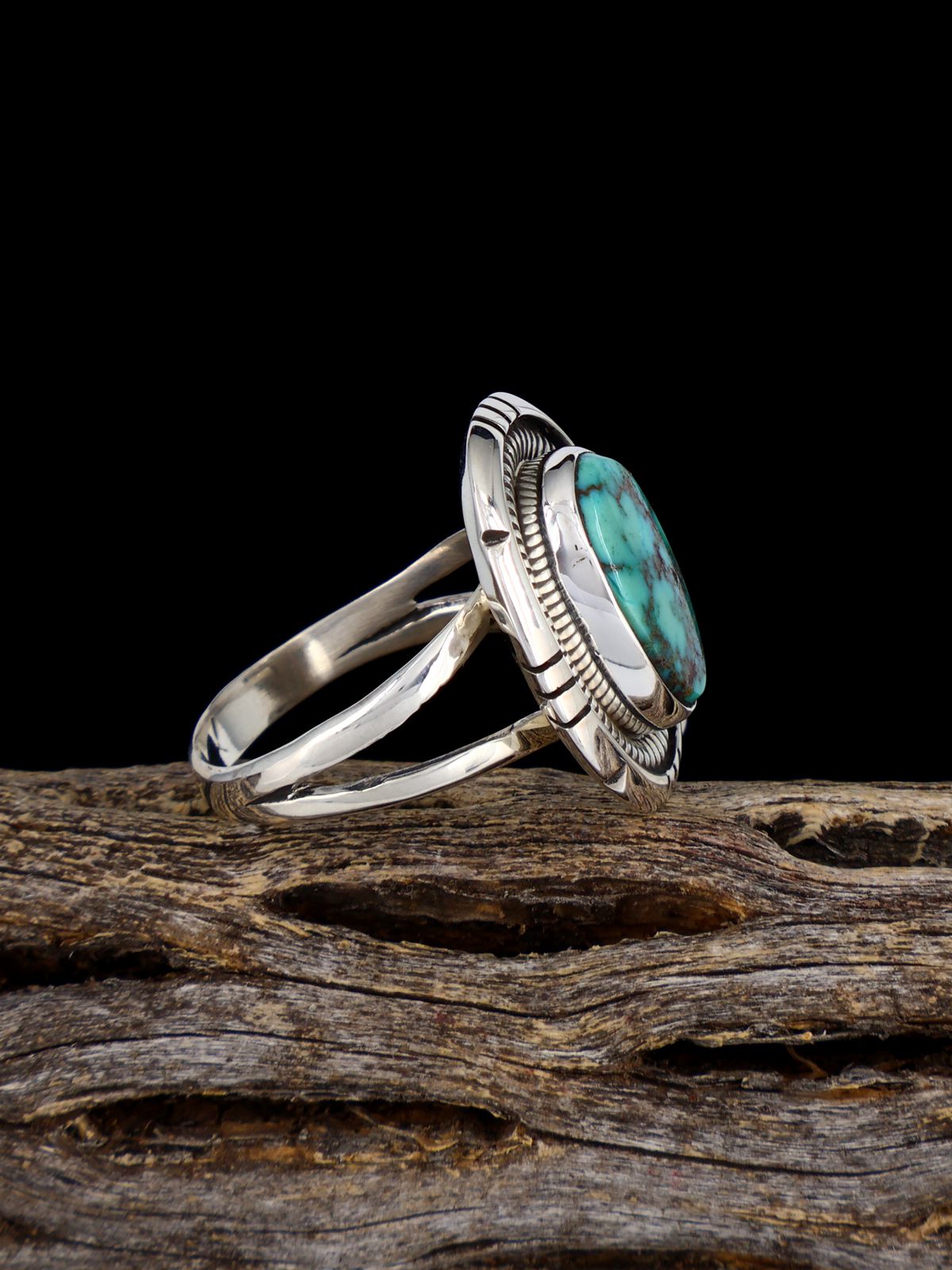 Navajo Turquoise Ring, Size 8 1/4 - PuebloDirect.com