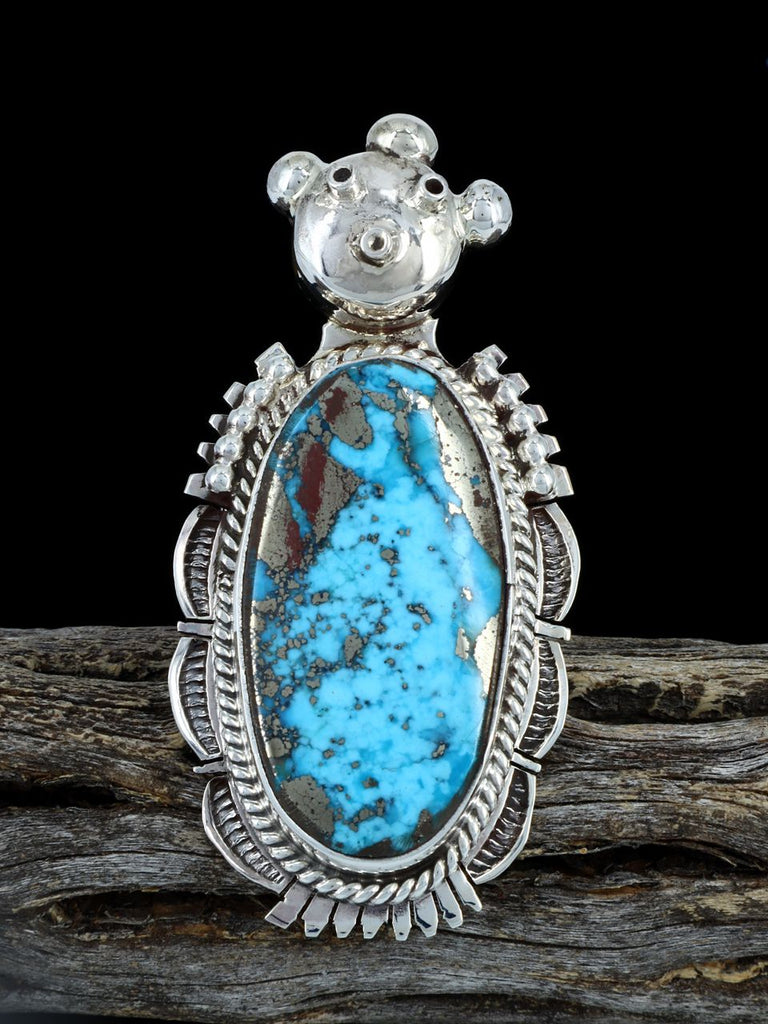 Navajo Turquoise Mudhead Kachina Ring, Size 7 1/2 - PuebloDirect.com