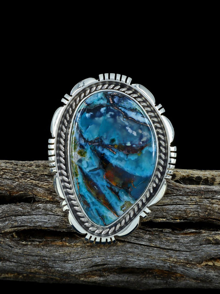 Chrysocolla and Quartz Sterling Silver Ring, Size 9 - PuebloDirect.com