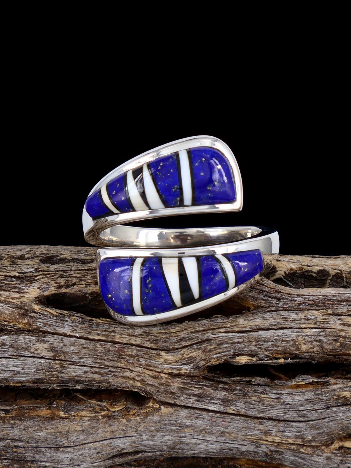 Adjustable Lapis Inlay Ring, Size 6+