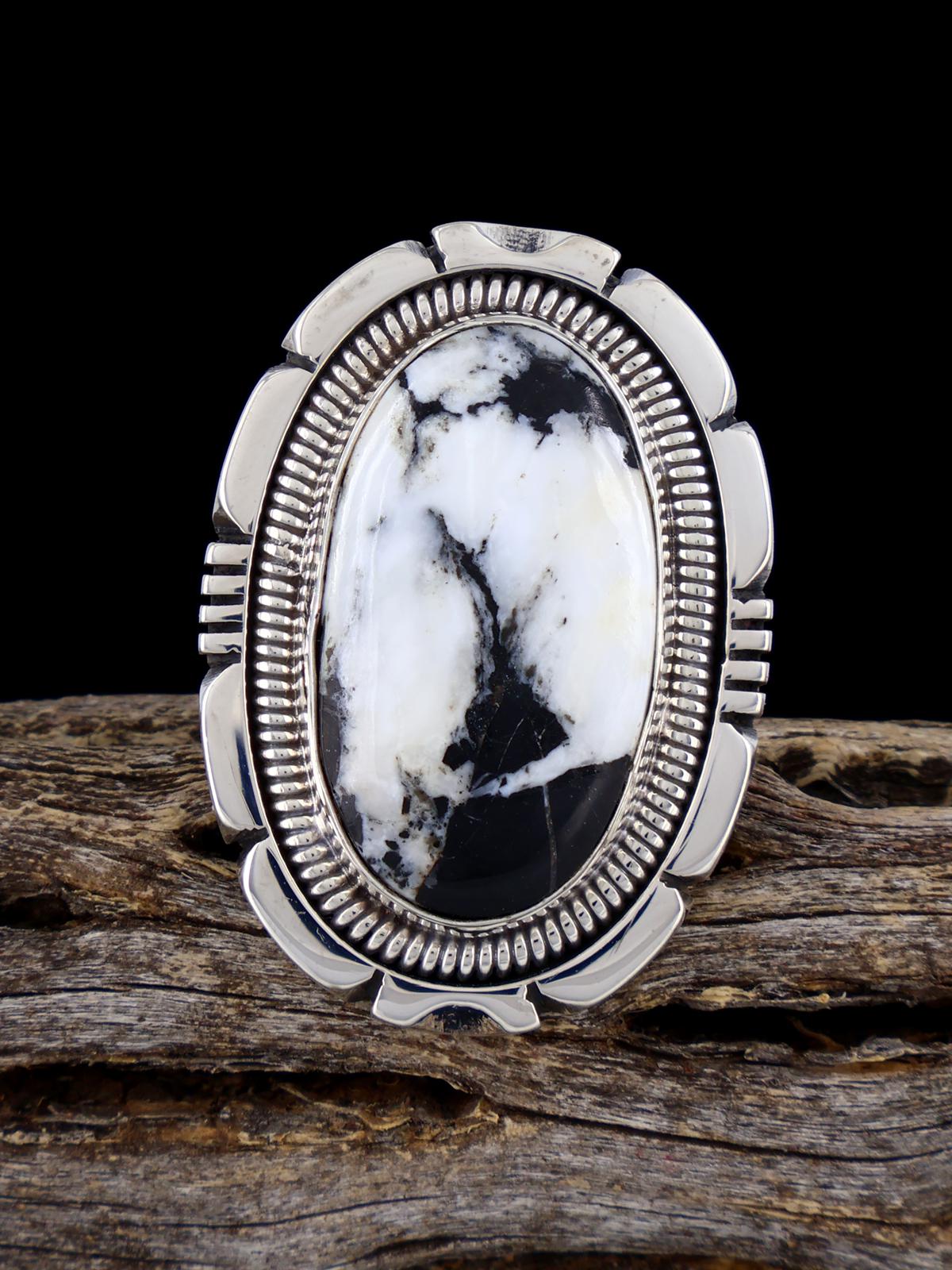 Native American White Buffalo Ring, Size 8