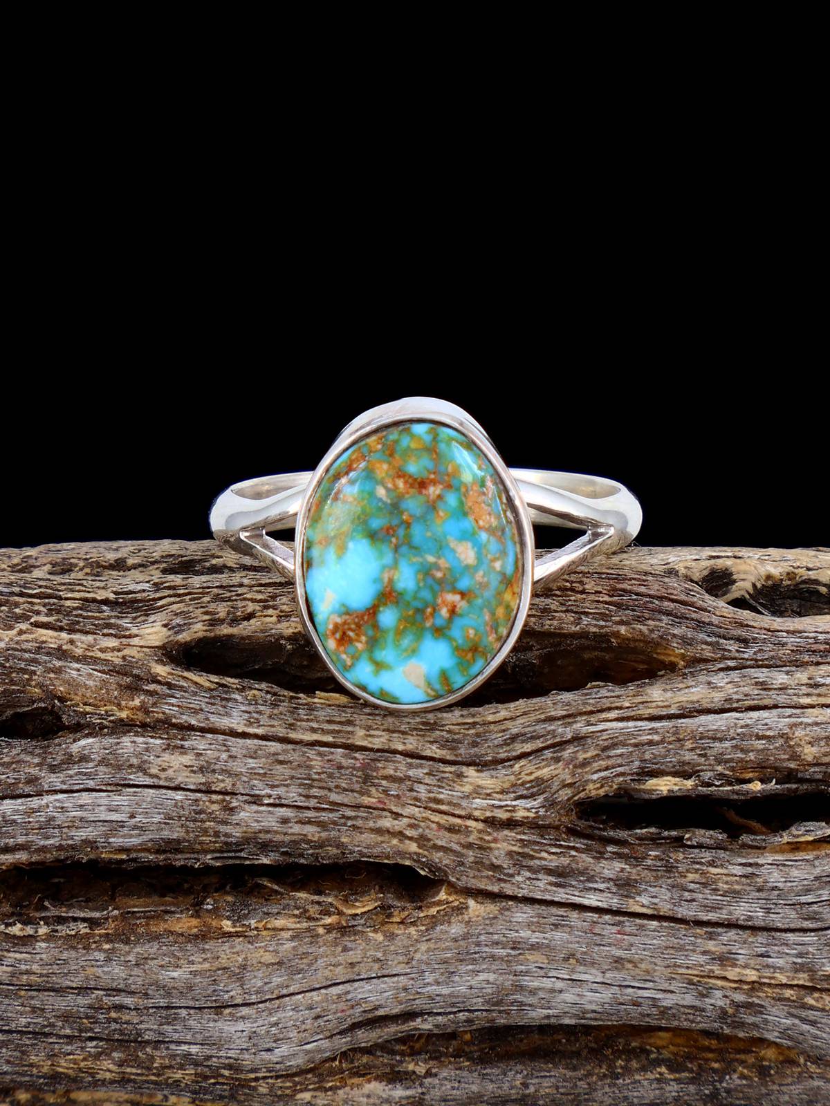Native American-Made Kingman Turquoise Ring, Size 7 - PuebloDirect.com