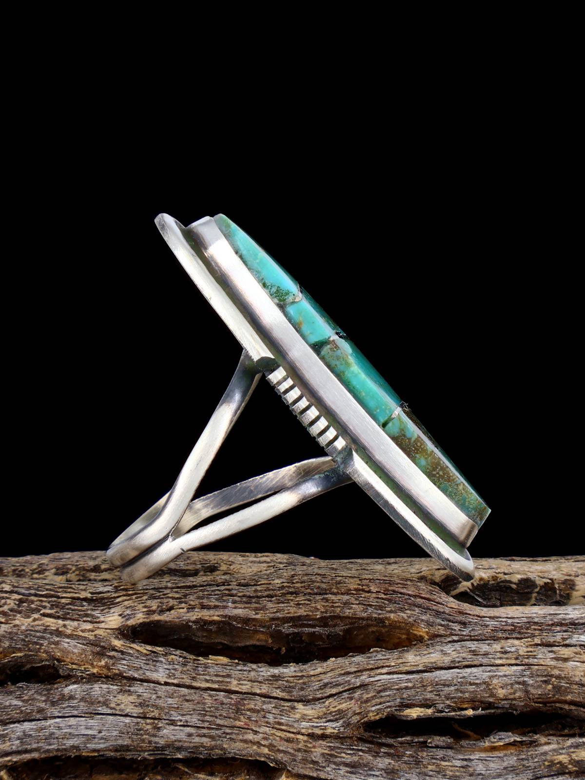 Navajo Turquoise Inlay Ring, Size 8 - PuebloDirect.com