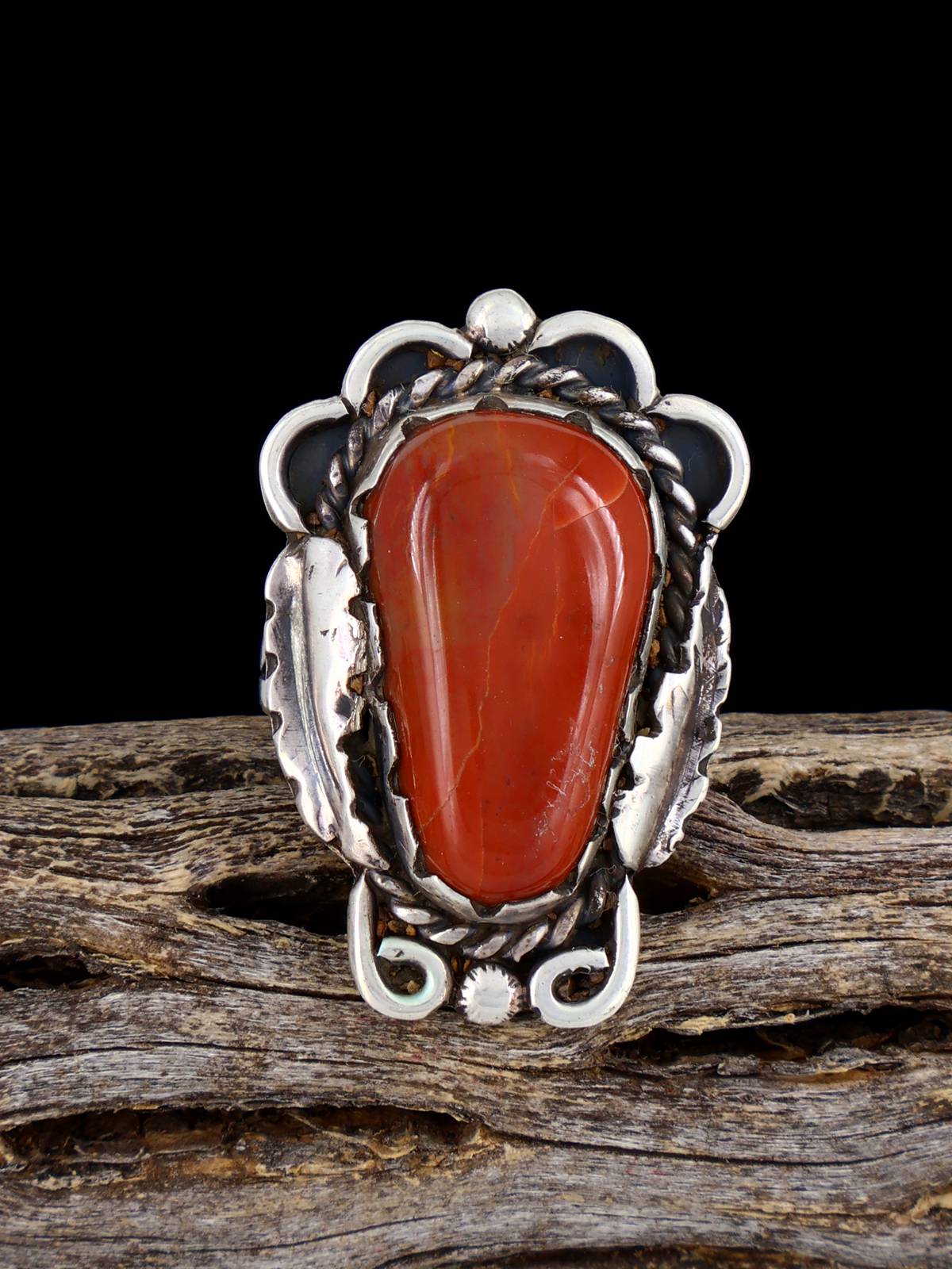 Estate Old Sterling Silver Petrified Wood Ring, Size 6.5 - PuebloDirect.com