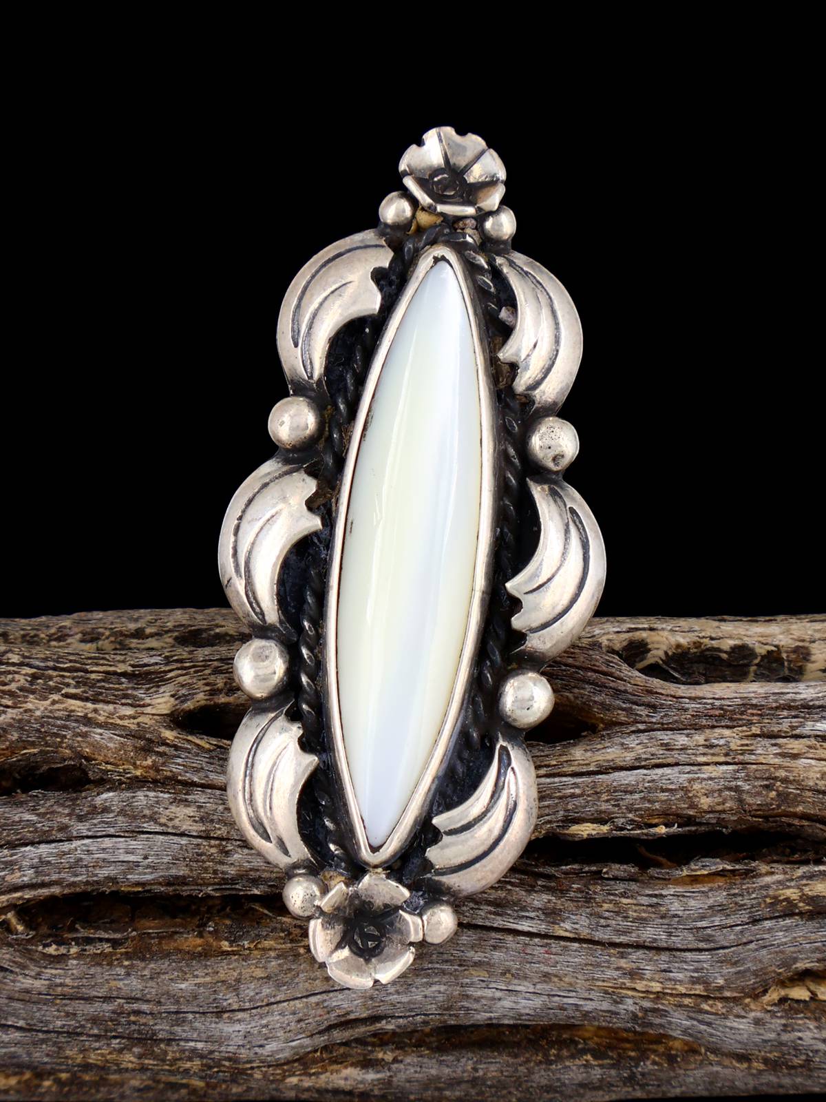 Estate Sterling Silver Mother of Pearl Ring, Size 6 1/2