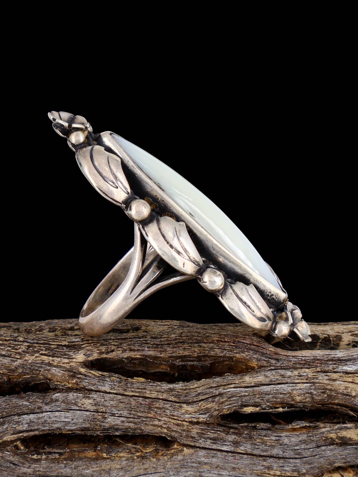 Estate Sterling Silver Mother of Pearl Ring, Size 6 1/2