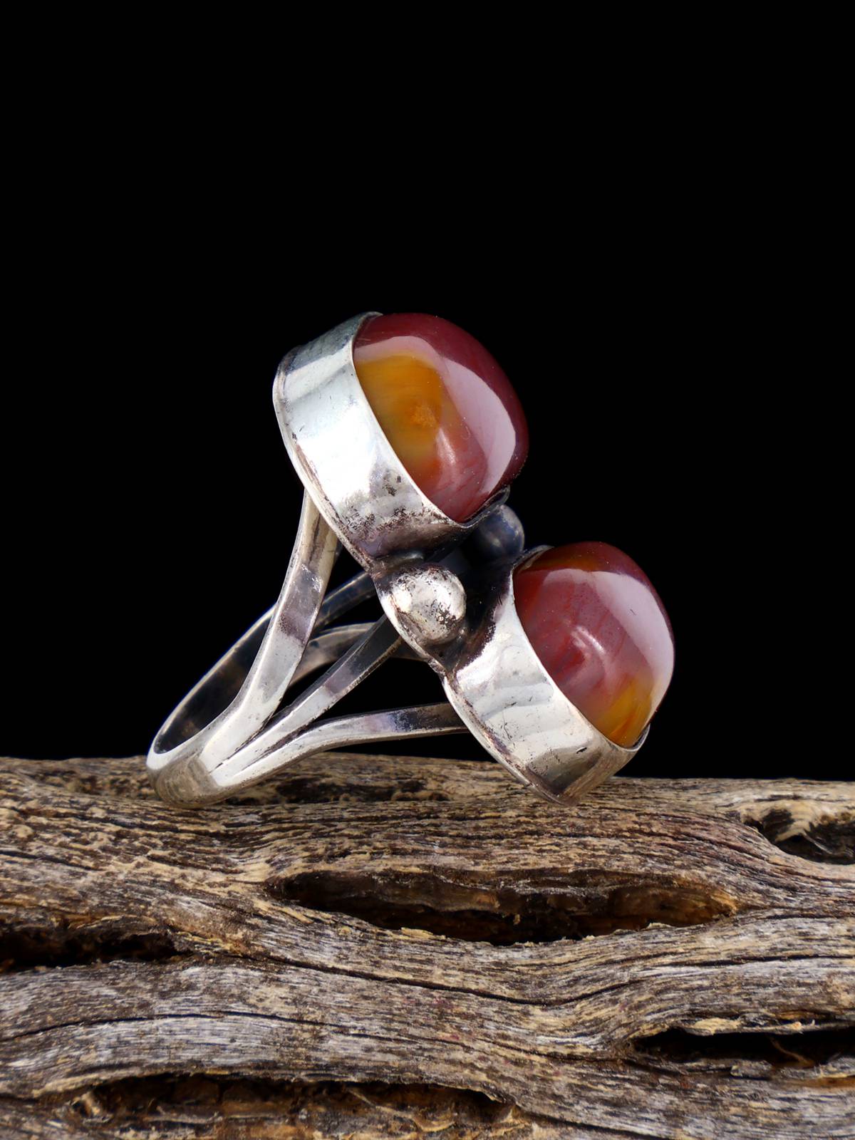 Estate Old Sterling Silver Petrified Wood Ring, Size 5.5 - PuebloDirect.com