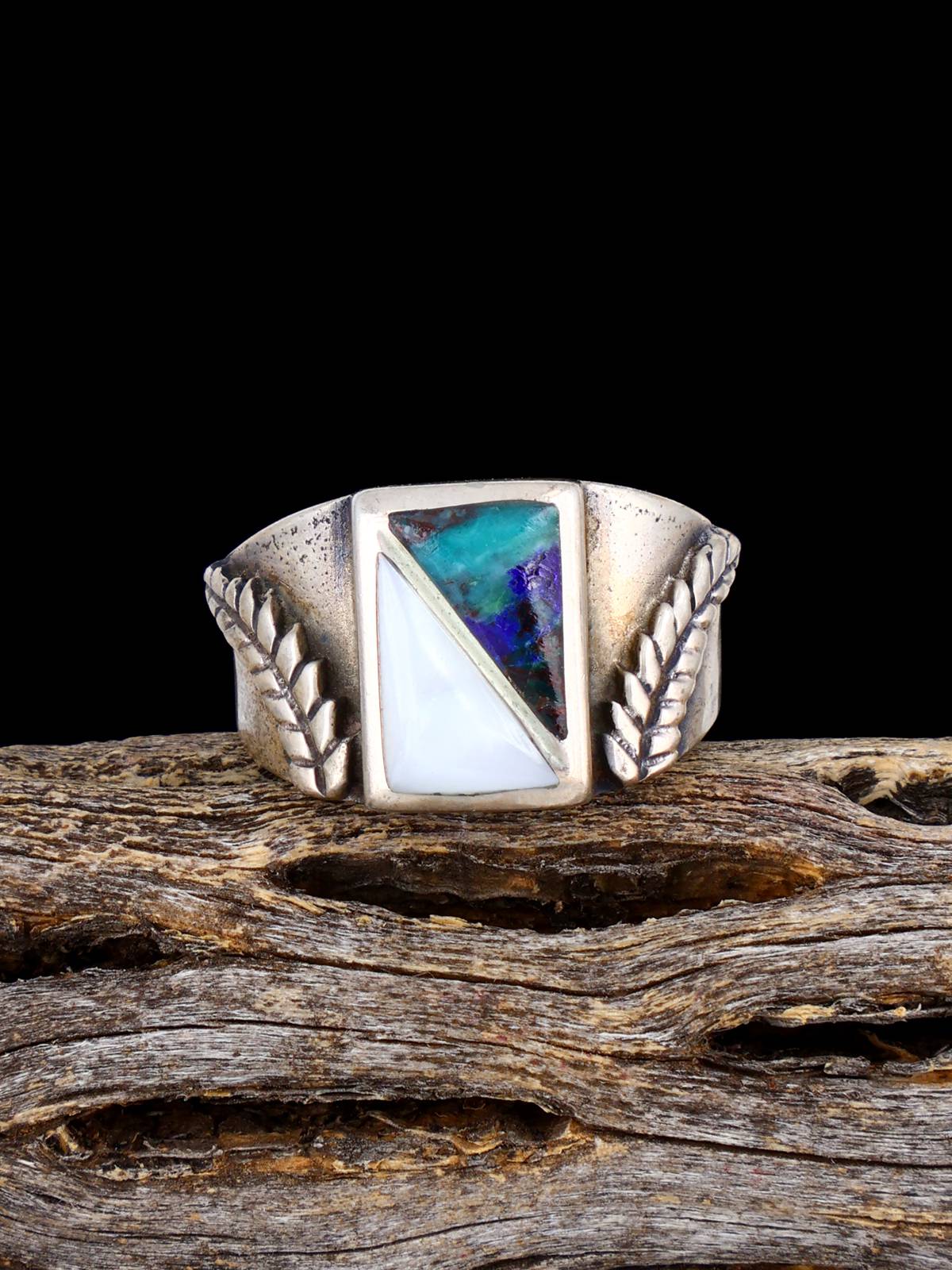 Vintage Native Sterling Silver Multistone Inlay Ring, Size 9 1/2 - PuebloDirect.com