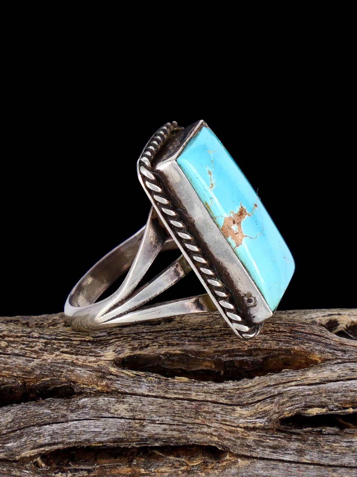 Estate Native American Sterling Silver Natural Turquoise Ring, Size 7 - PuebloDirect.com