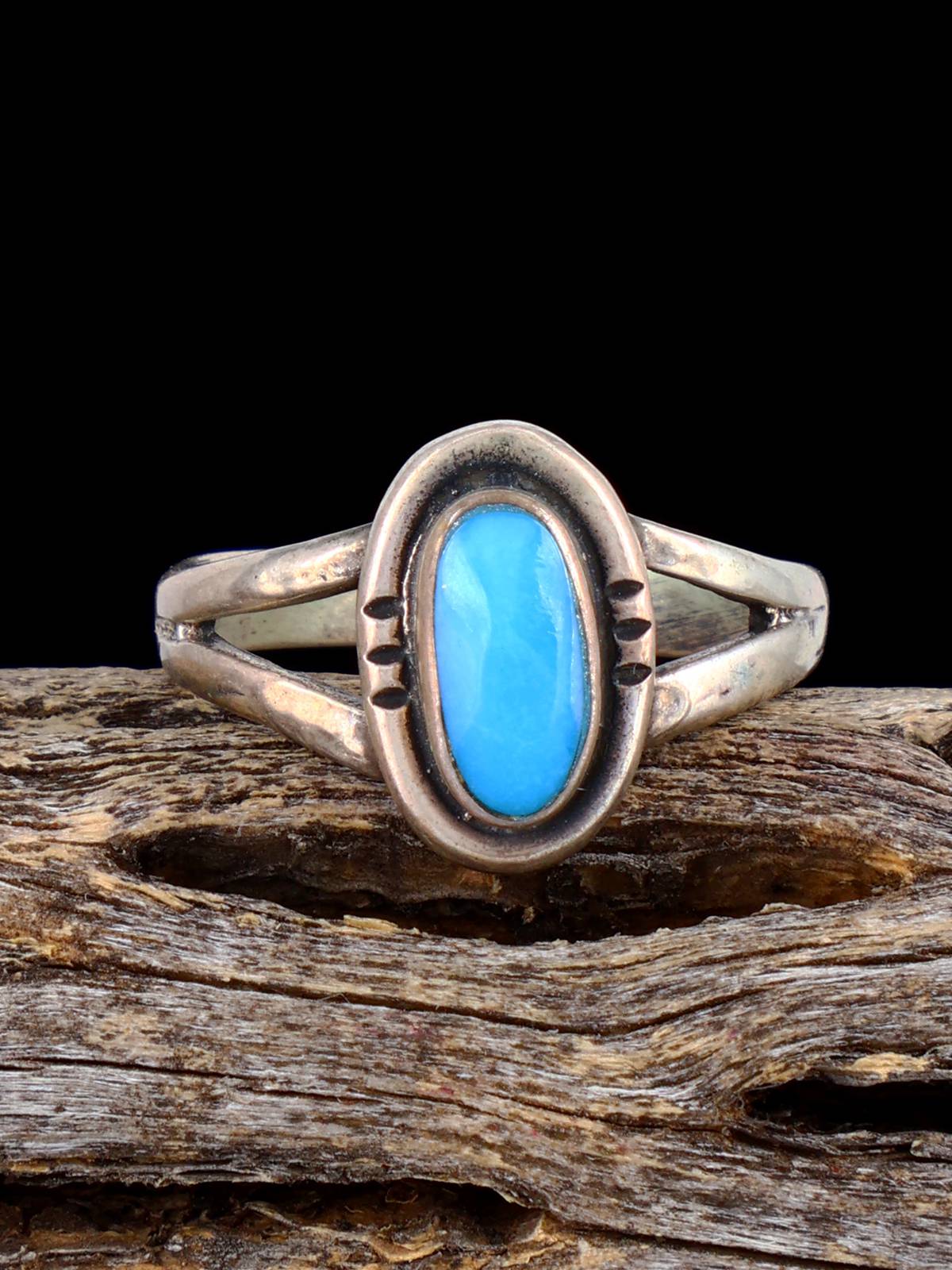 Estate Native Sterling Silver Turquoise Ring, Size 7 1/4 - PuebloDirect.com