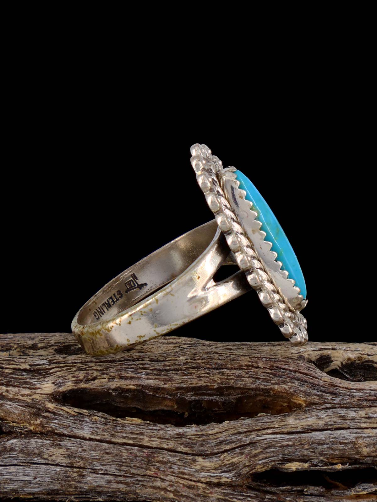 Estate Native Turquoise Sterling Silver Ring, Size 5 1/2 - PuebloDirect.com