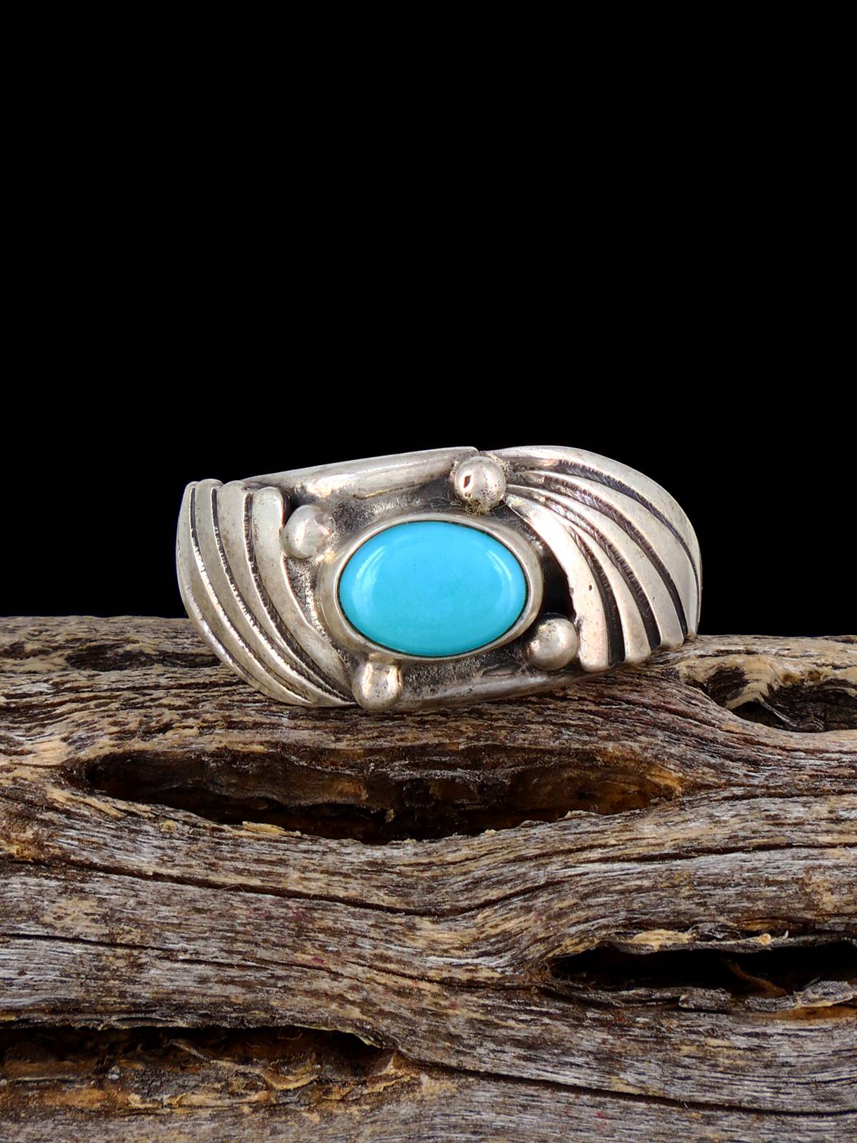 Estate Native Sterling Silver Turquoise Ring, Size 5 1/2 - PuebloDirect.com