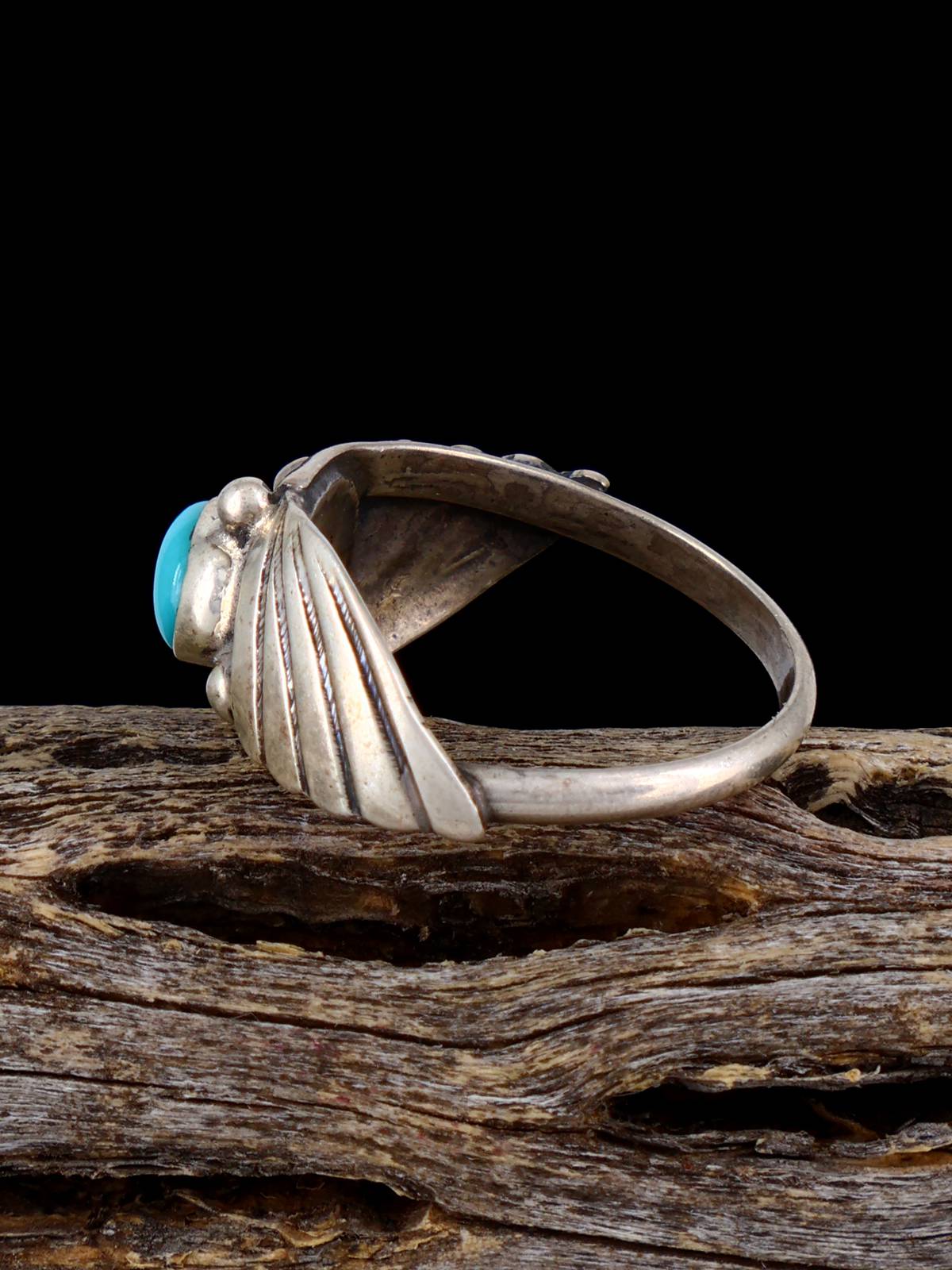 Estate Native Sterling Silver Turquoise Ring, Size 5 1/2 - PuebloDirect.com
