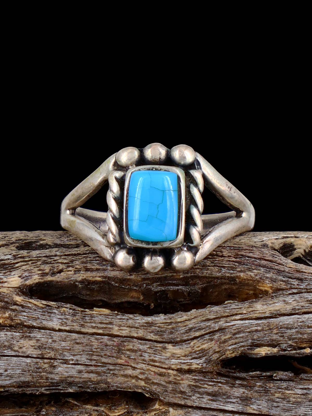 Estate Native Sterling Silver Turquoise Ring, Size 5 3/4 - PuebloDirect.com