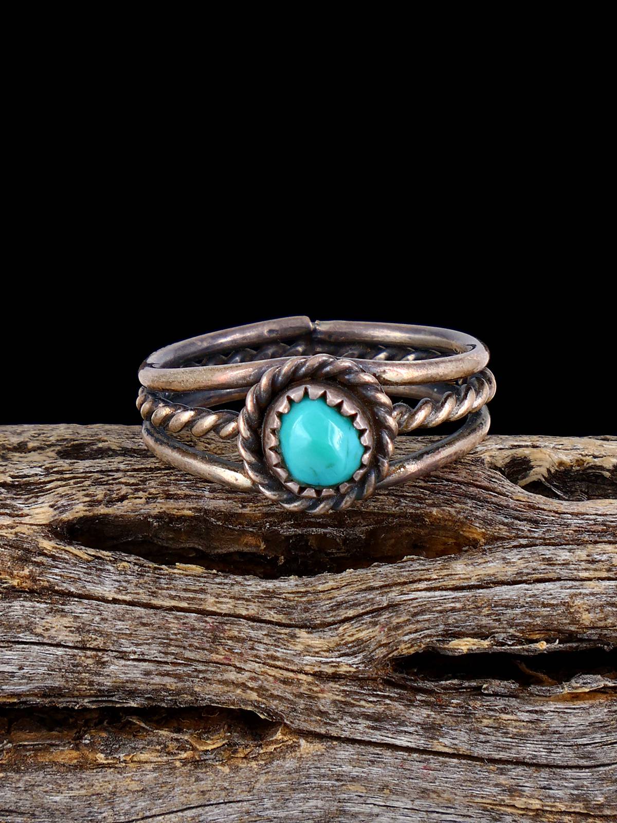 Estate Native Sterling Silver Turquoise Ring, Size 5 3/4 - PuebloDirect.com
