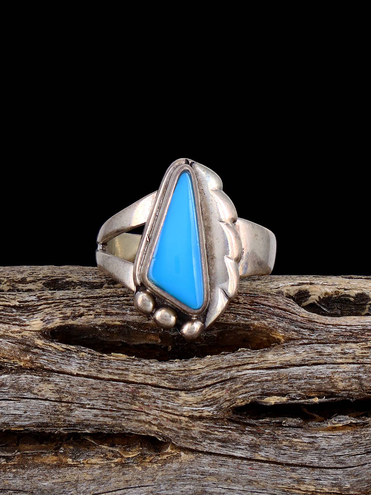 Estate Native Turquoise Sterling Silver Ring, Size 5 - PuebloDirect.com