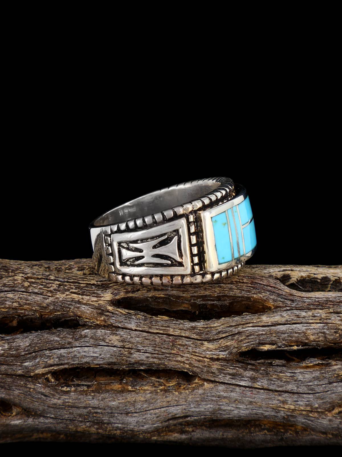 Navajo Turquoise Mosaic Inlay Ring Size 8 1/2