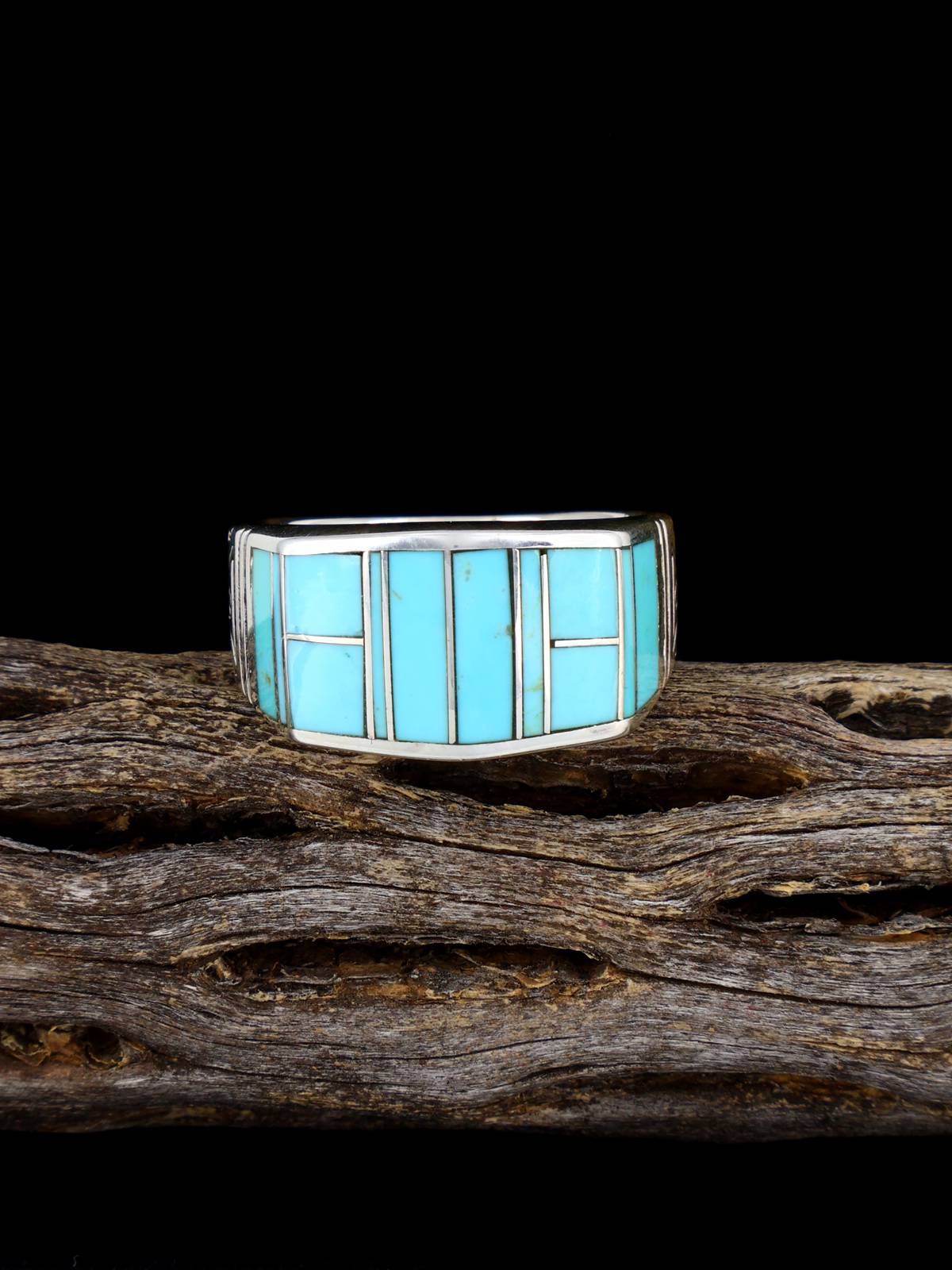 Navajo Turquoise Inlay Ring, Size 10 1/2