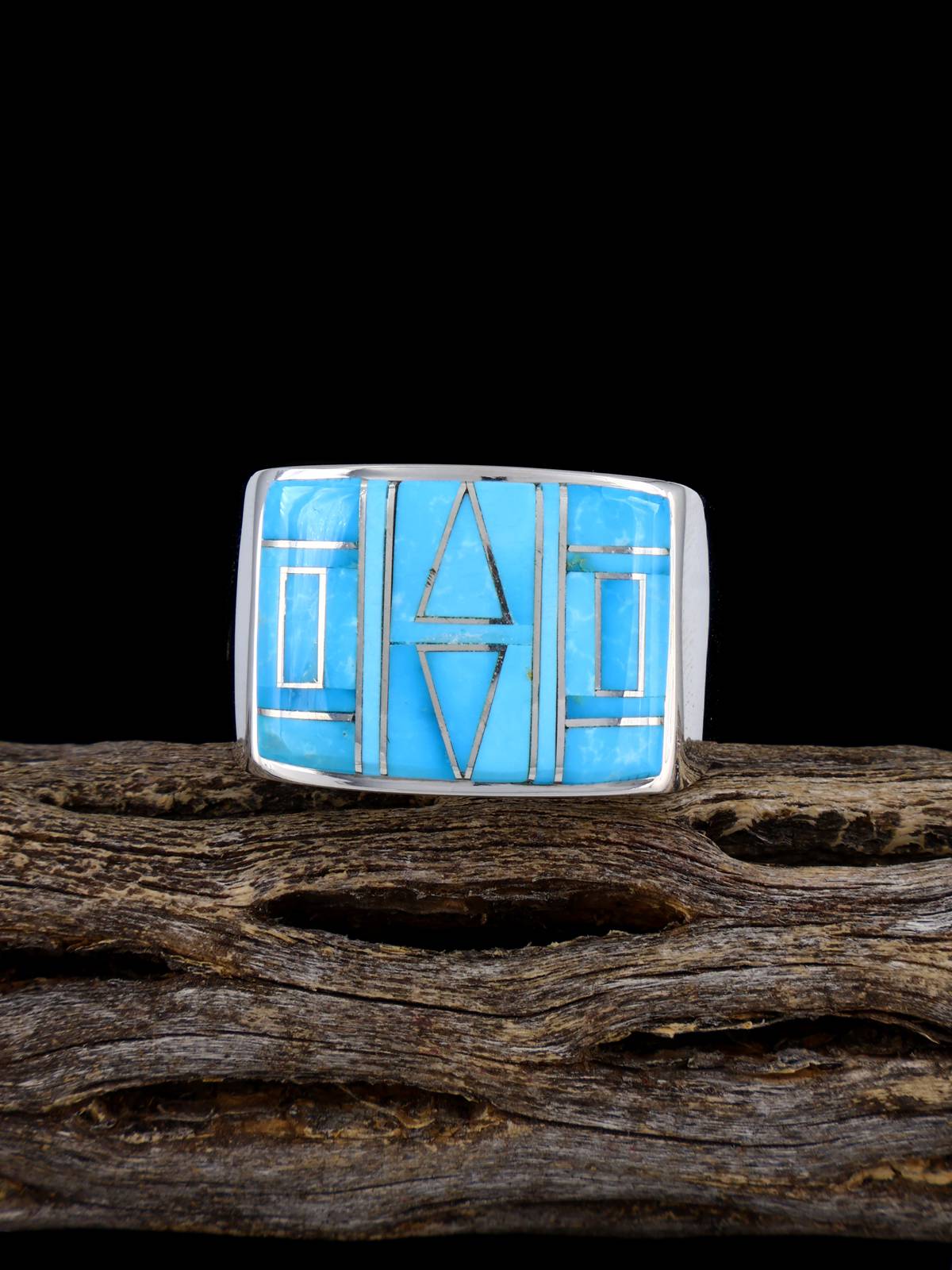 Navajo Turquoise Inlay Ring Size 13 1/4