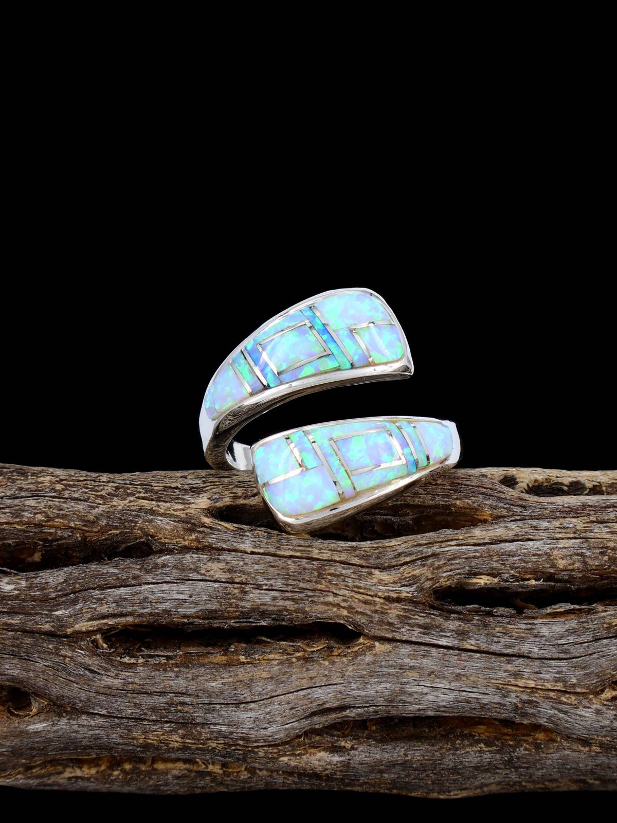 Adjustable Opalite Inlay Ring, Size 7+