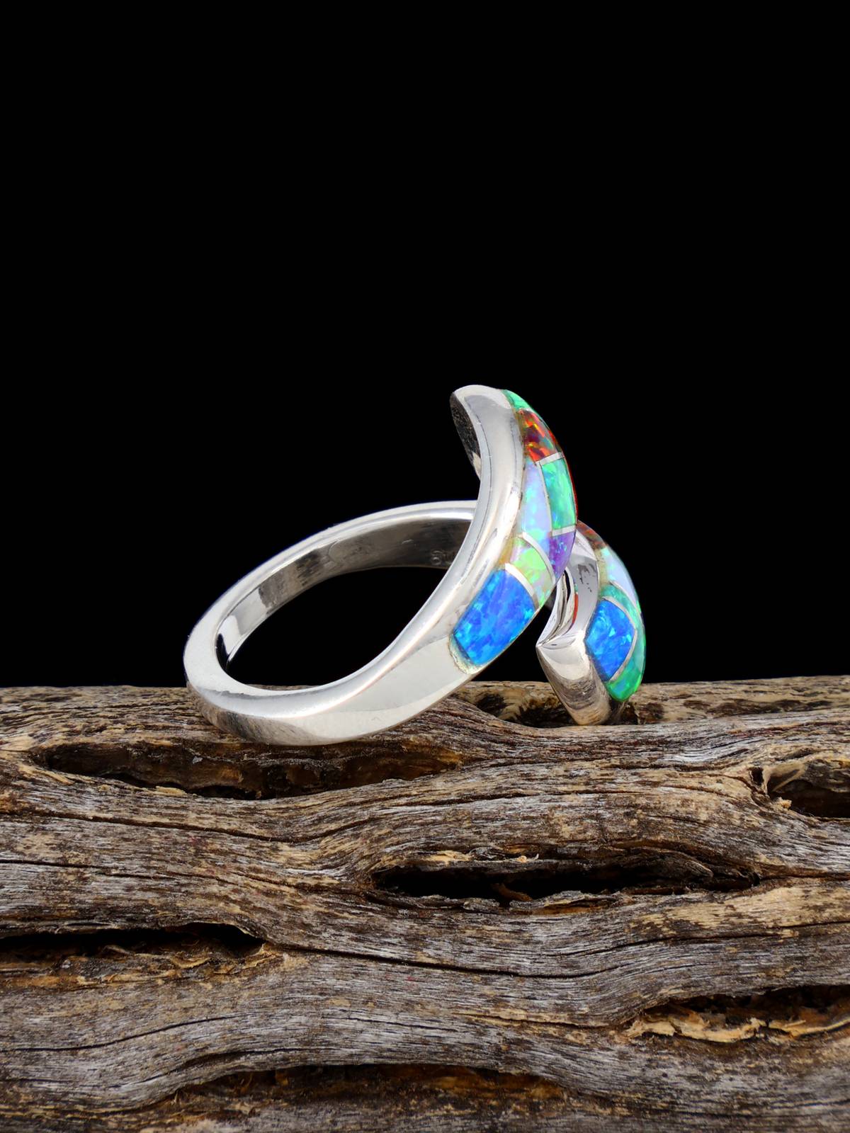 Adjustable Opalite Inlay Ring, Size 7+