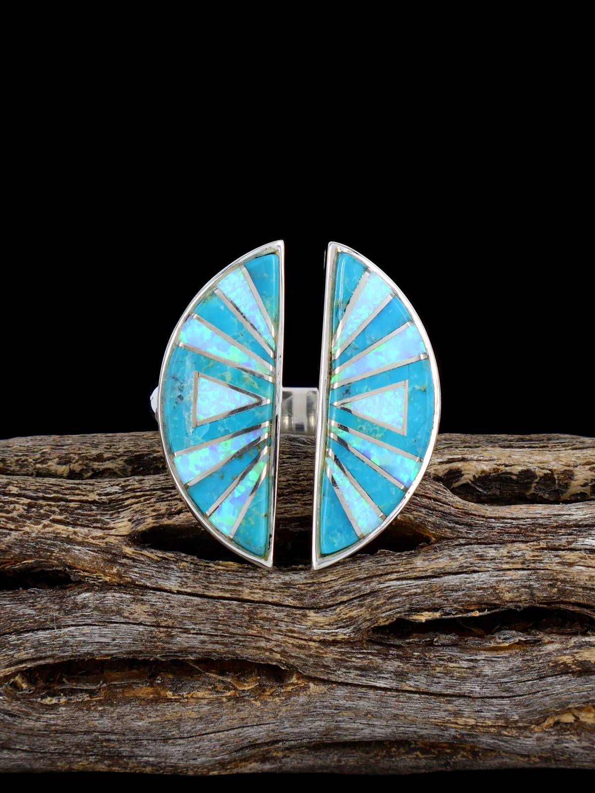 Opalite and Turquoise Inlay Adjustable Ring Size 7