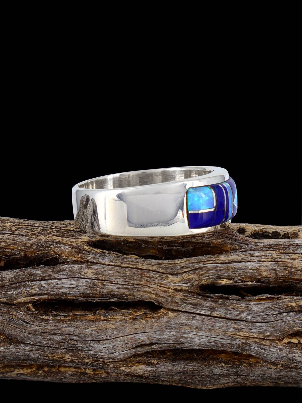 Navajo Opalite and Lapis Inlay Ring Size 11 1/2