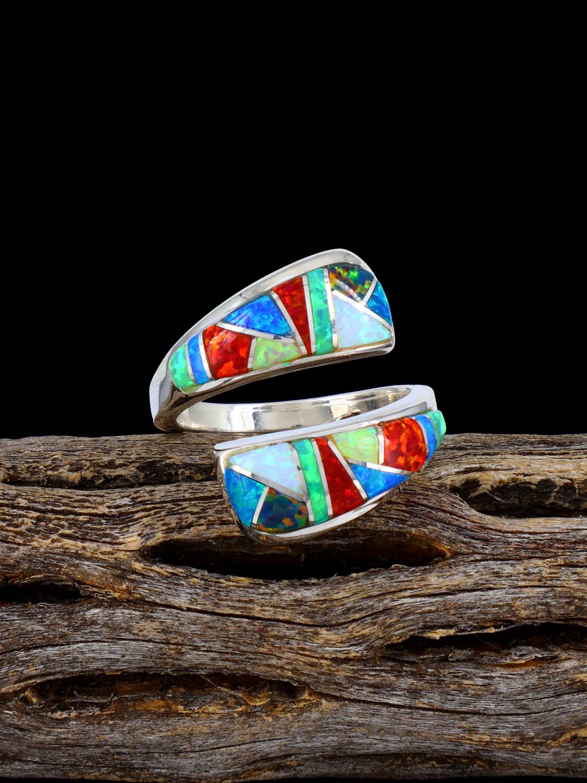 Adjustable Opalite Inlay Ring, Size 7+