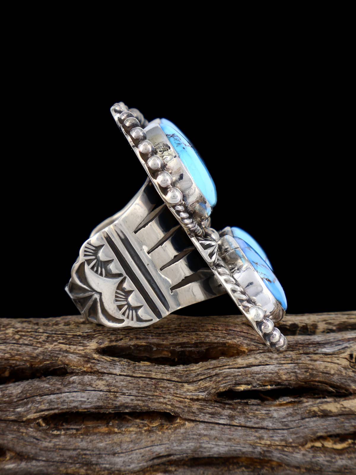 Anillo Kingman Redweb de plata de ley con turquesa, tamaño 10,5
