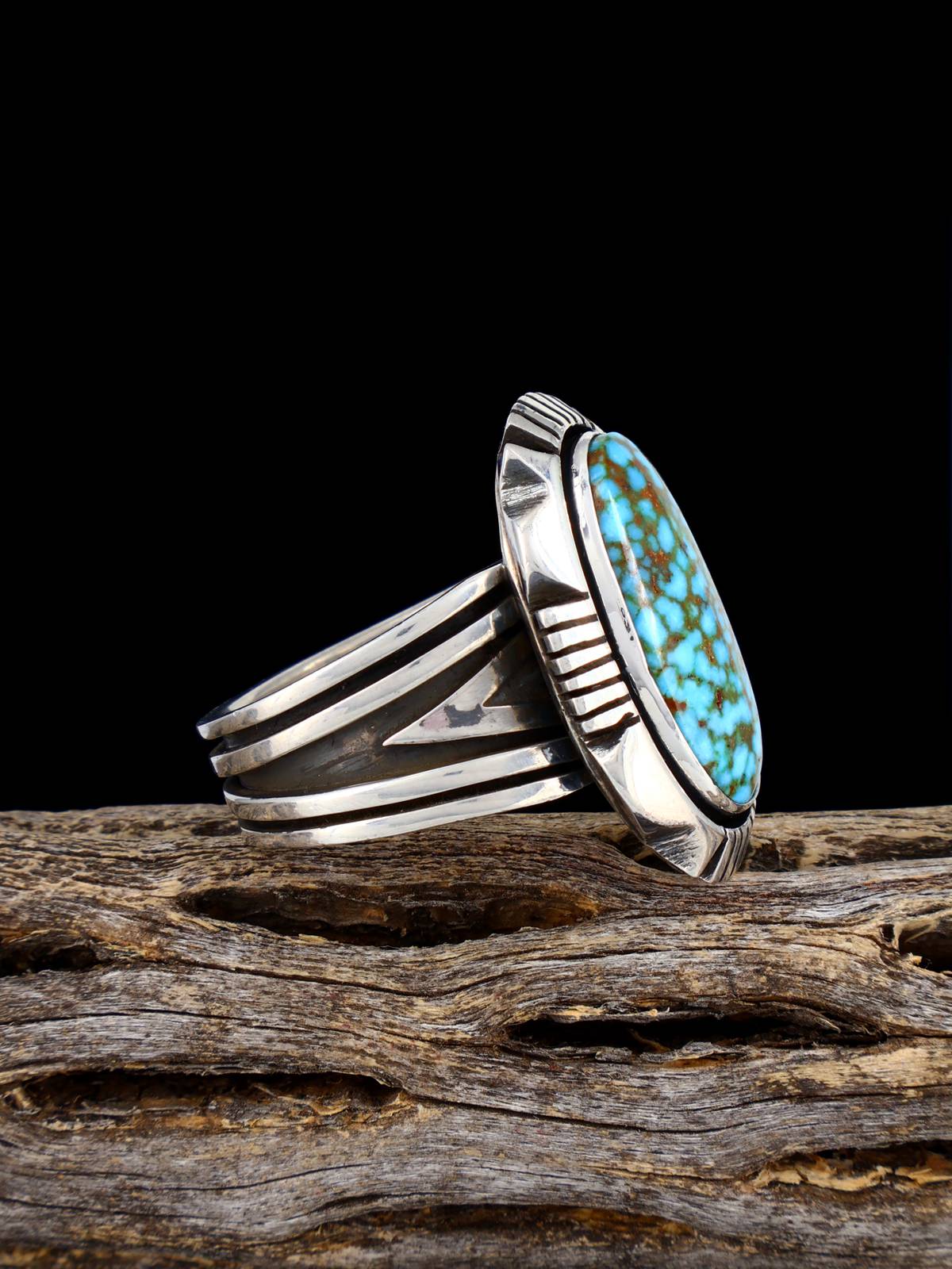 Navajo Sterling Silver Kingman Turquoise Ring, Size 10