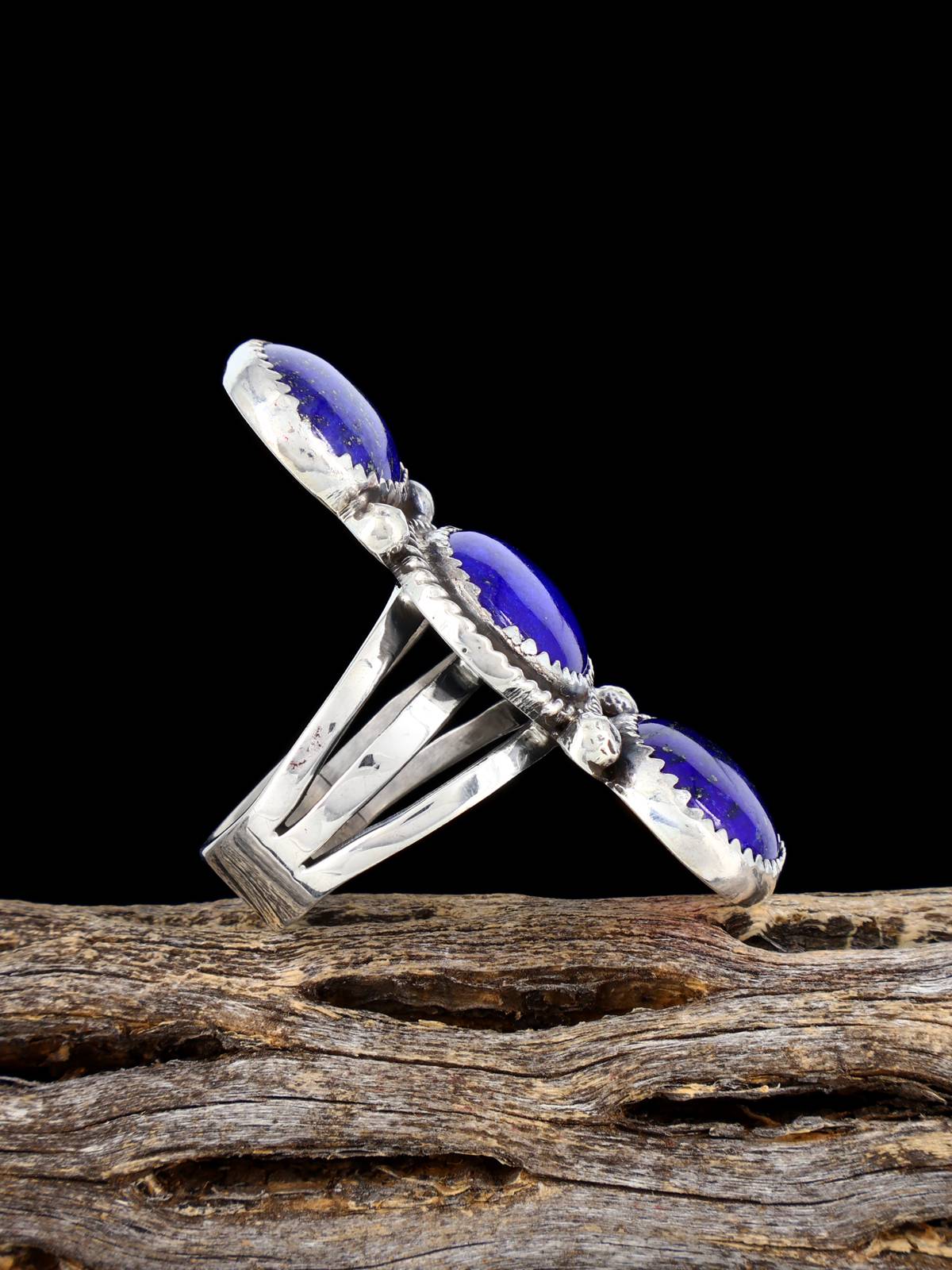 Navajo Lapis Sterling Silver Ring, Size 8 1/2