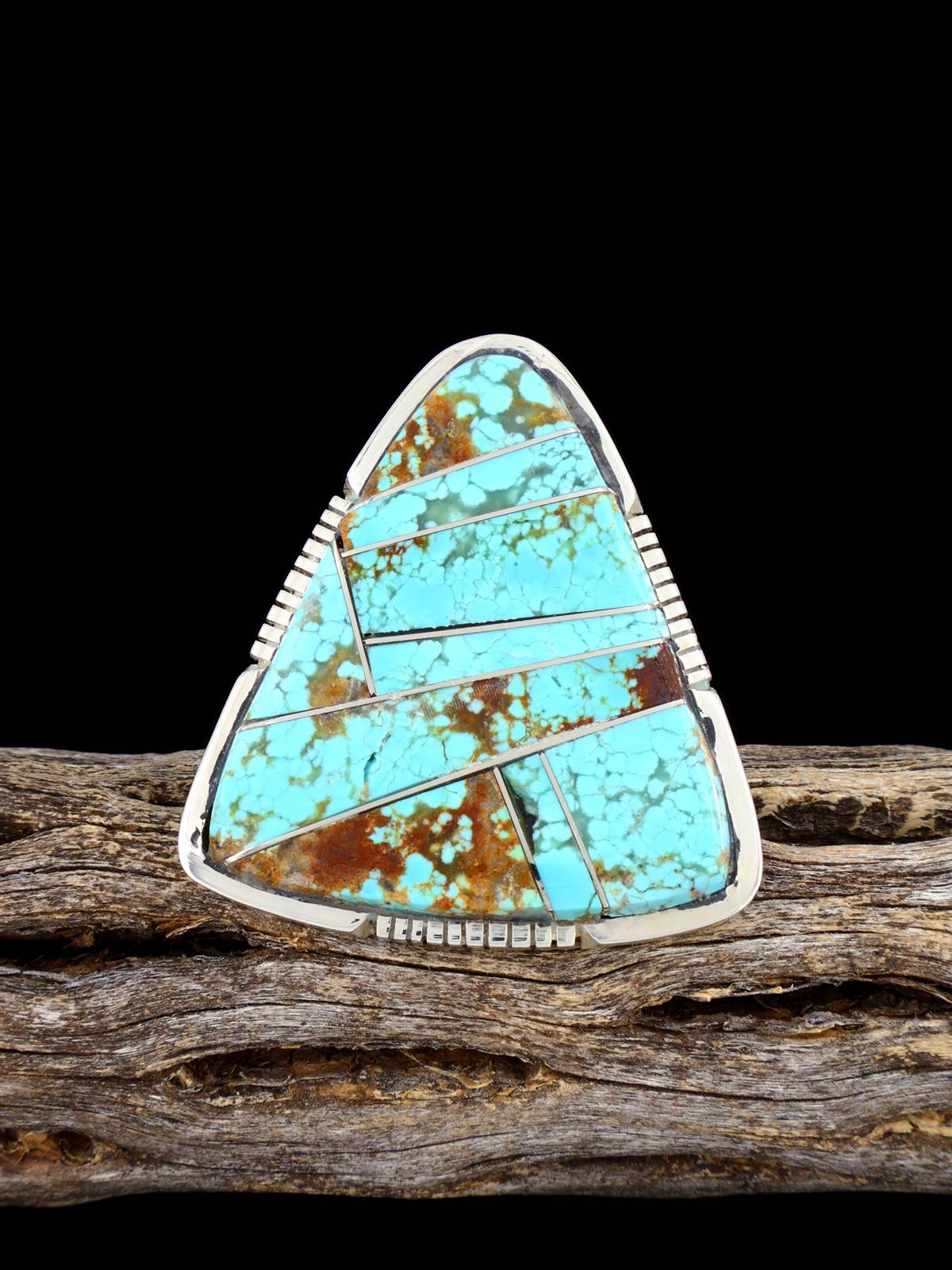 Anillo navajo de plata de ley con turquesa dorada natural, talla 7