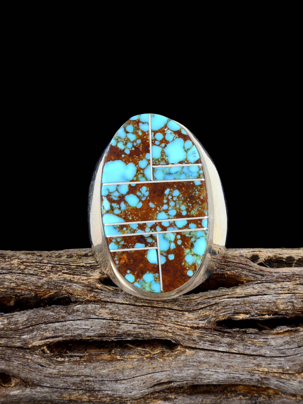 Navajo Sterling Silver #8 Turquoise Ring, Size 9