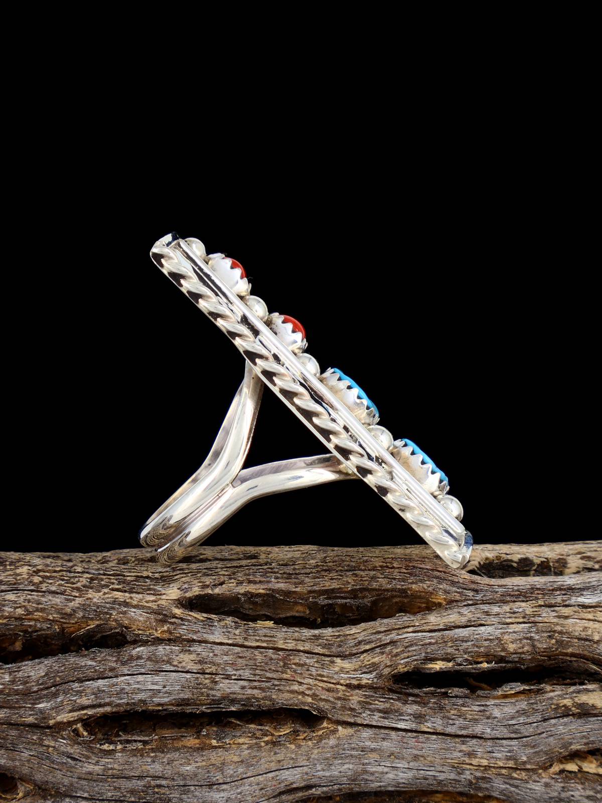 Anneau de corail méditerranéen Navajo, taille 8 1/2