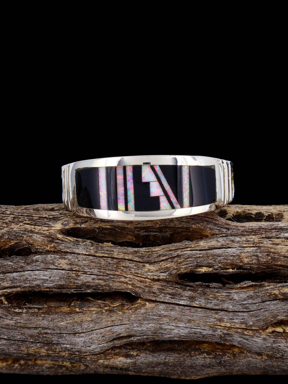 Navajo Onyx and Opalite Inlay Ring Size 11