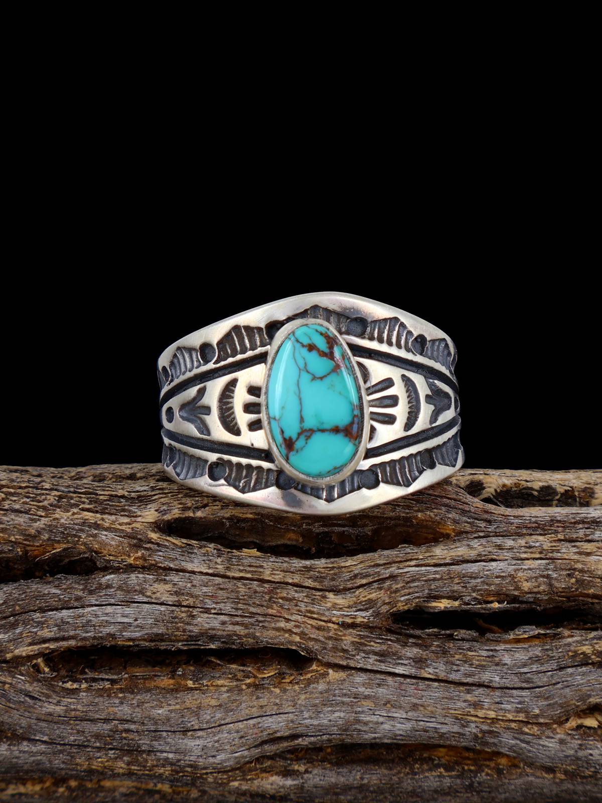 Anillo de plata de ley turquesa natural Royston tamaño 8
