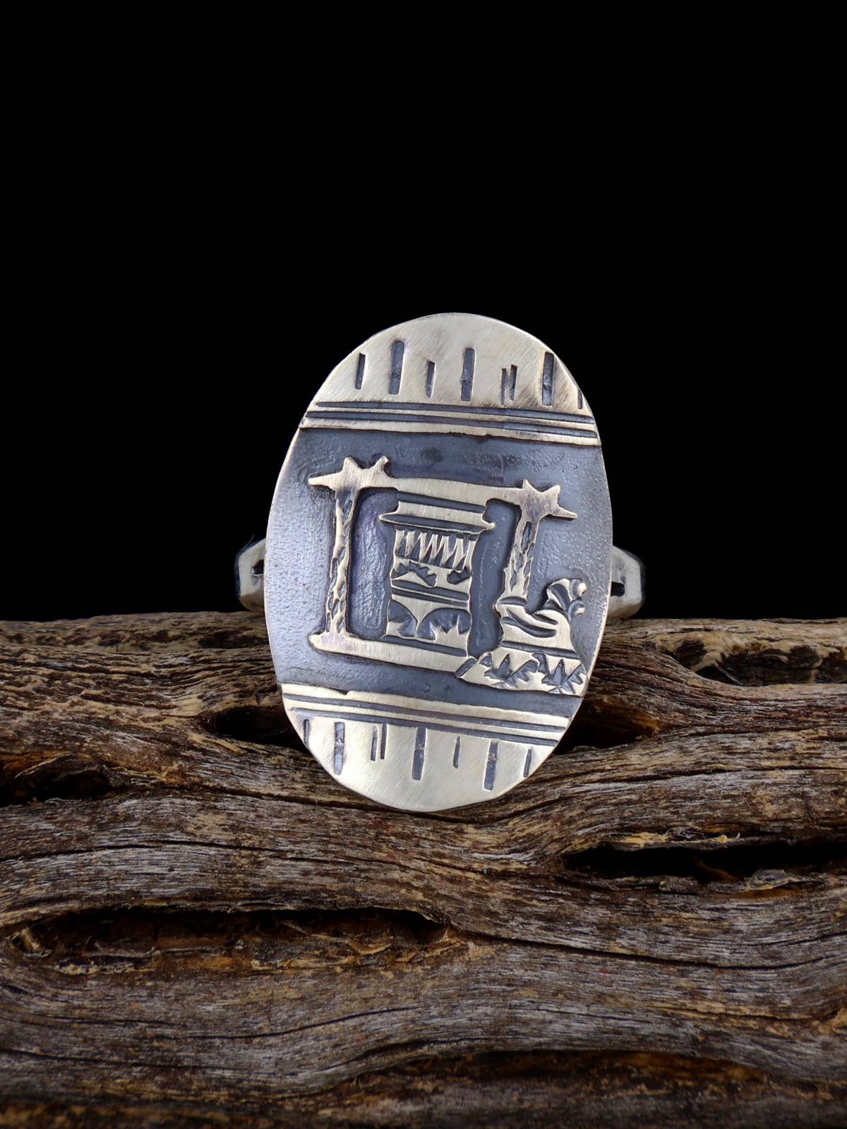 Navajo Sterling Silver Storyteller Ring Size 7 1/2