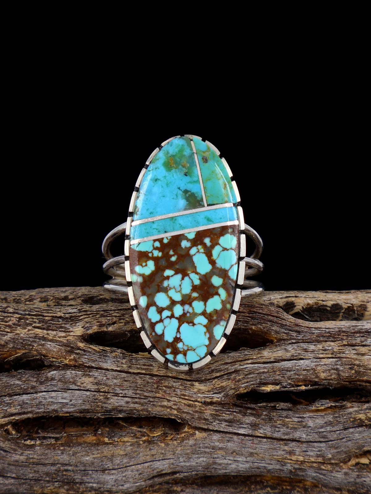 Navajo Turquoise Inlay Ring, Size 6 1/2