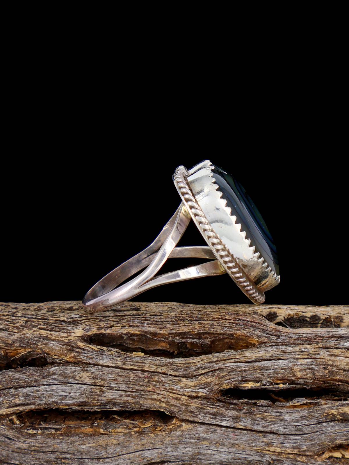 Navajo Sterling Silver Abalone Heart Ring, Size 9